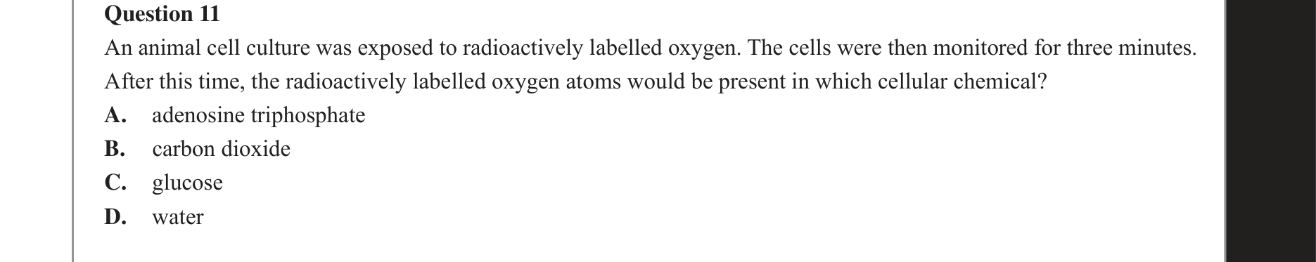 Biology 2017 Exam Question 11 — Factors affecting cellular respiration rate