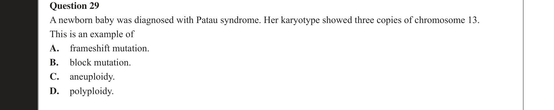 Biology 2017 Exam Question 29 — Mutations as source of new alleles