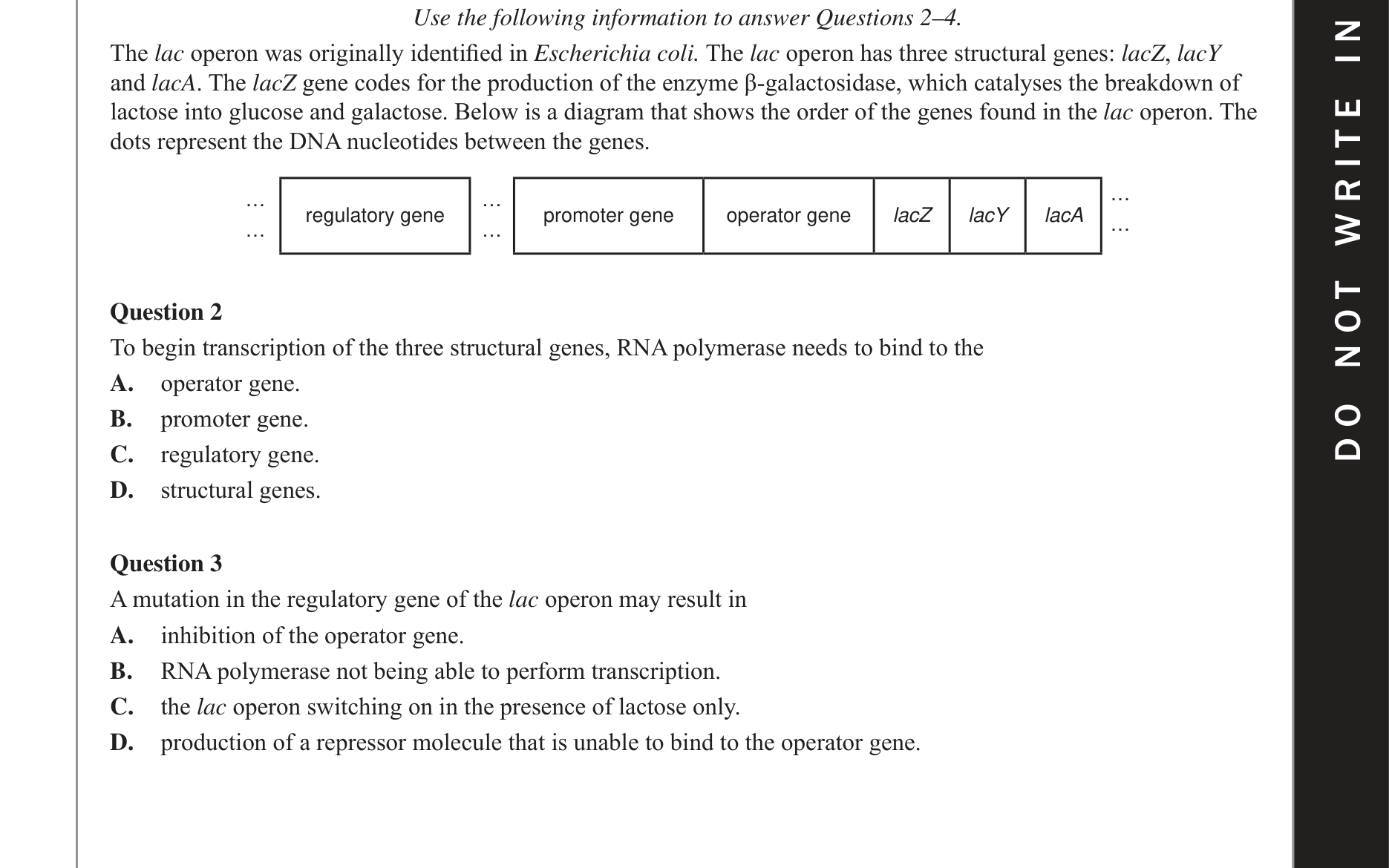 Biology 2017 Exam Question 3 — Prokaryotic trp operon regulation