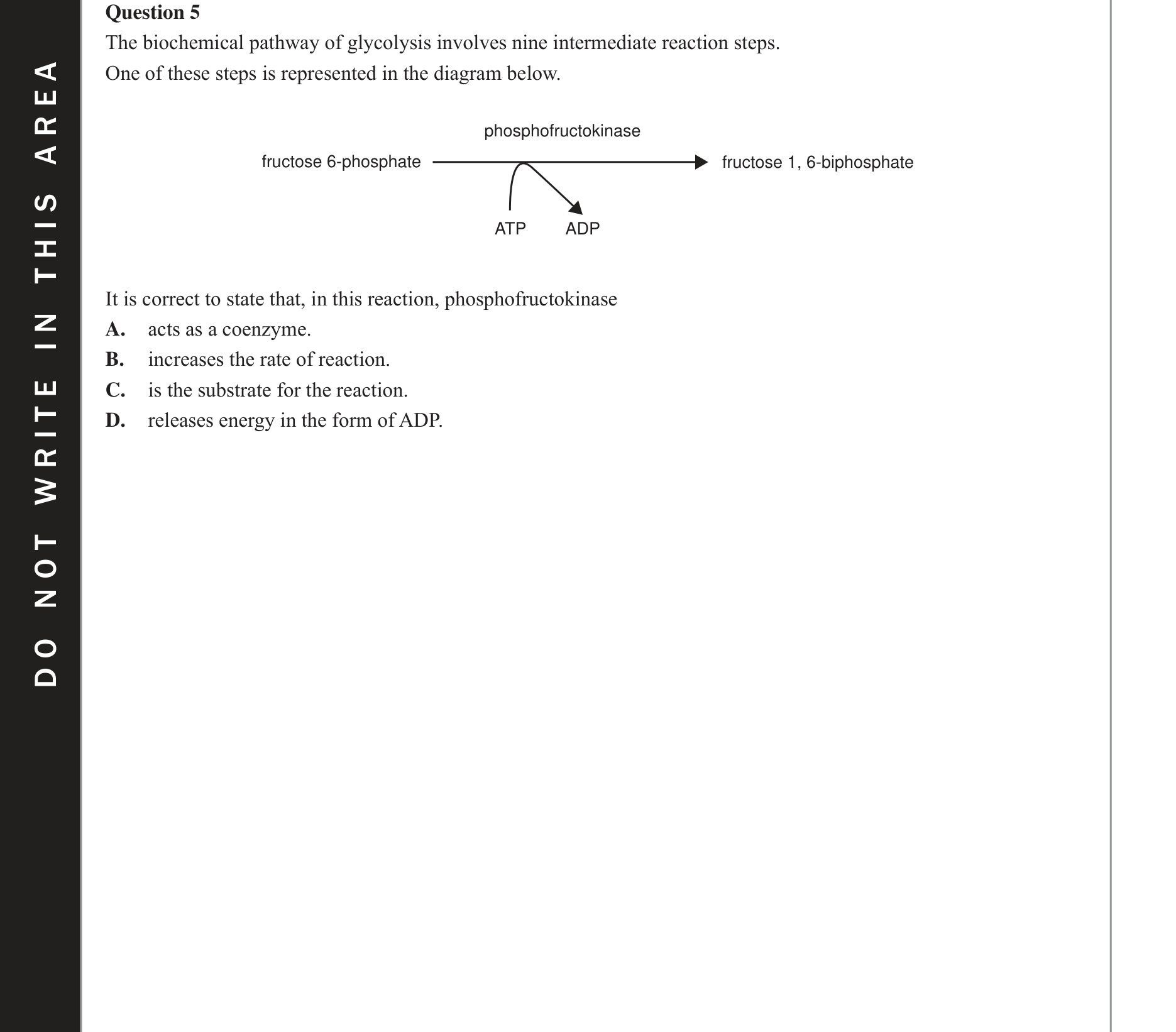 Biology 2017 Exam Question 5 — General enzyme and coenzyme roles, Glycolysis inputs, outputs and location