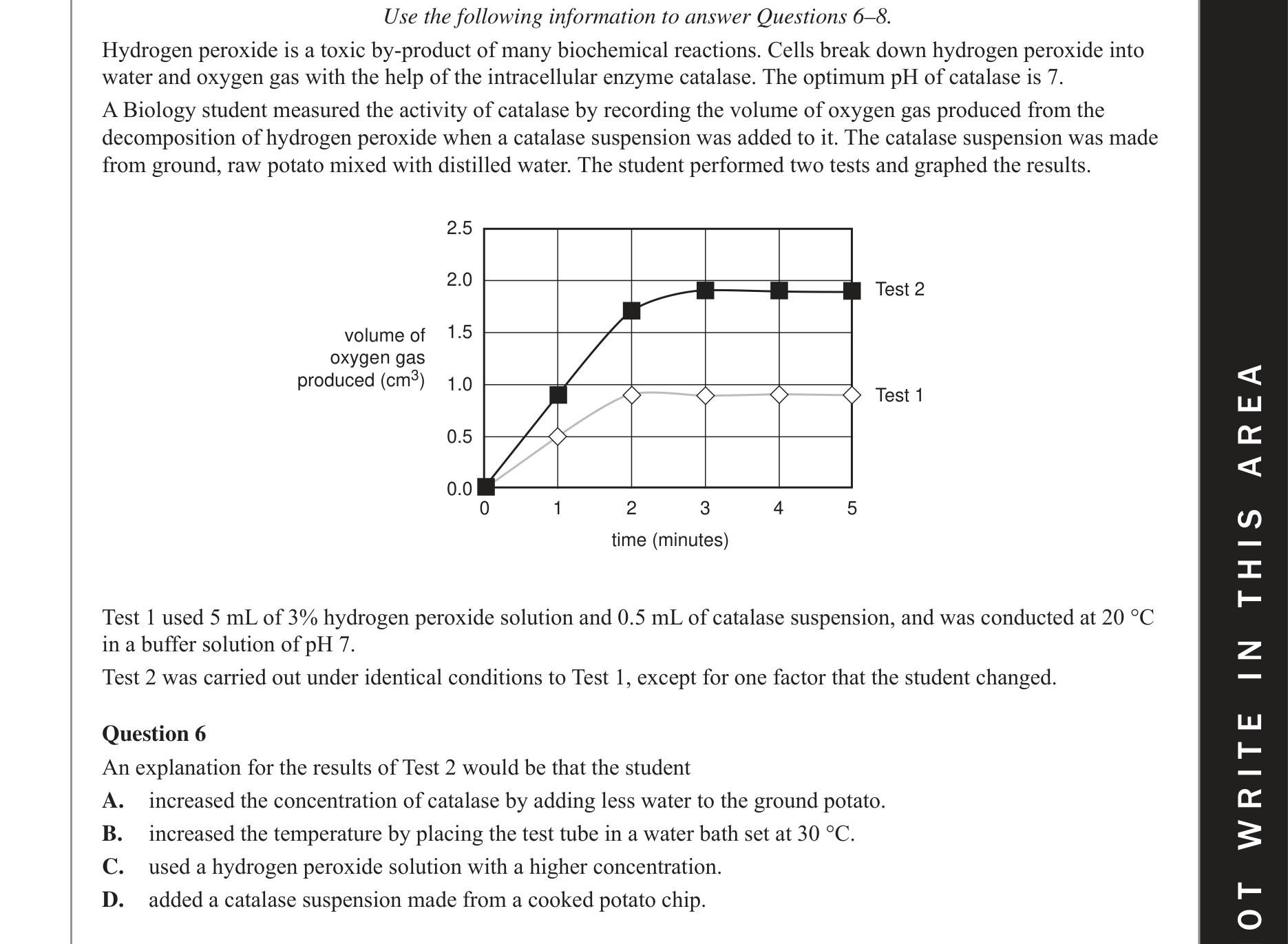 Biology 2017 Exam Question 6 — Temperature and pH effects on enzymes, Experimental design and methodology