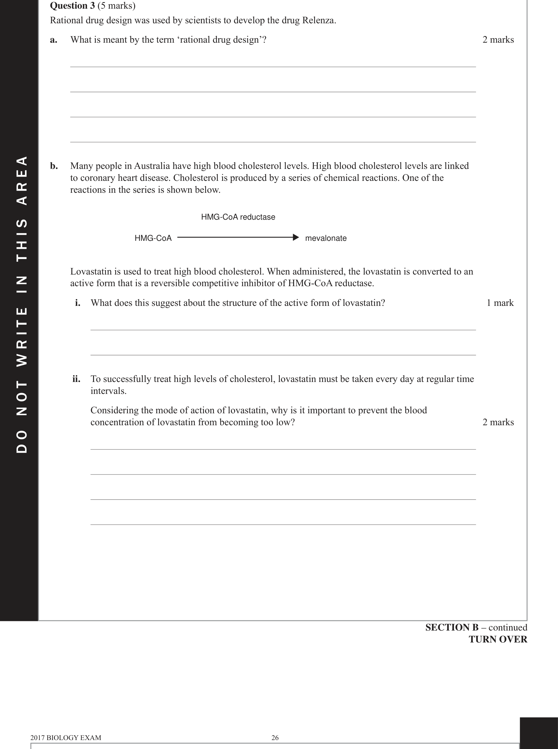 Biology 2017 Exam Question 3(b)(ii) — Competitive and non-competitive inhibitors, Factors affecting enzyme function