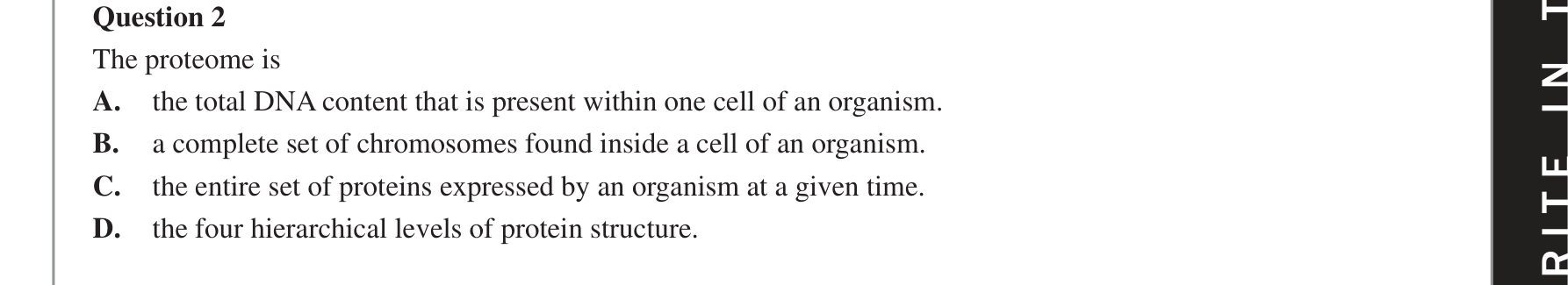 Biology 2018 Exam Question 2 — Proteome diversity and enzyme function