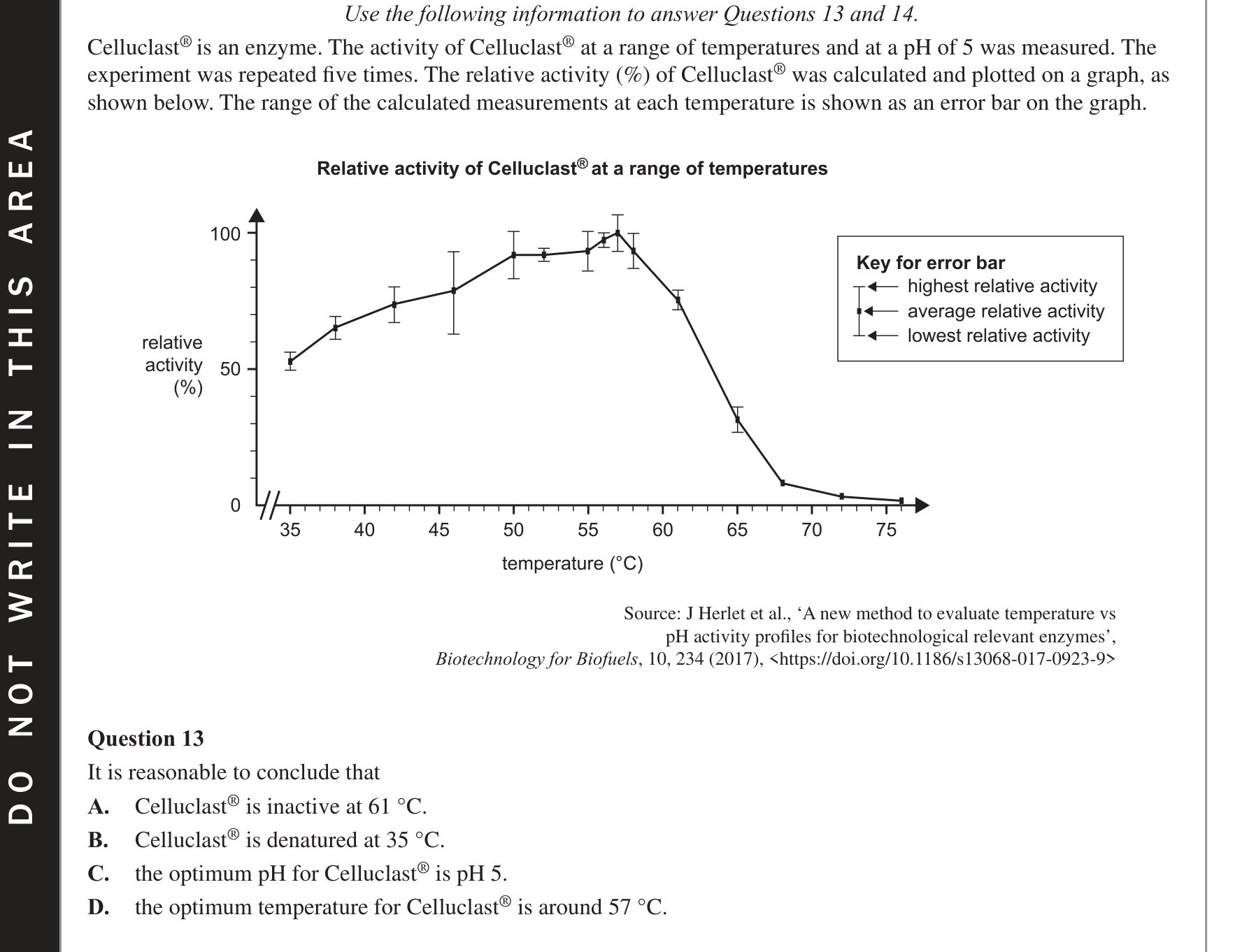 Biology 2020 Exam Question 13 — Factors affecting enzyme function, Temperature and pH effects on enzymes