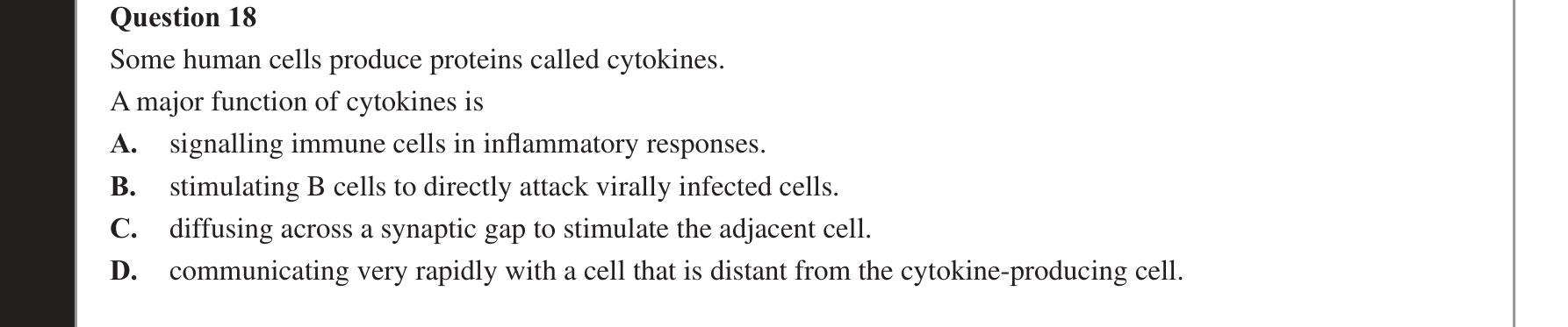 Biology 2020 Exam Question 18 — Complement proteins and interferons, Inflammatory response steps