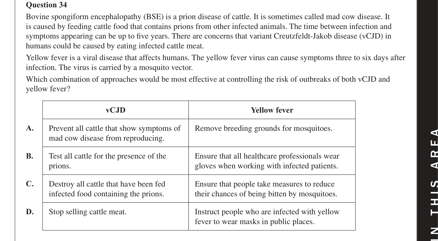 Biology 2020 Exam Question 34 — Pathogen identification and transmission control, Emerging and re-emerging pathogens