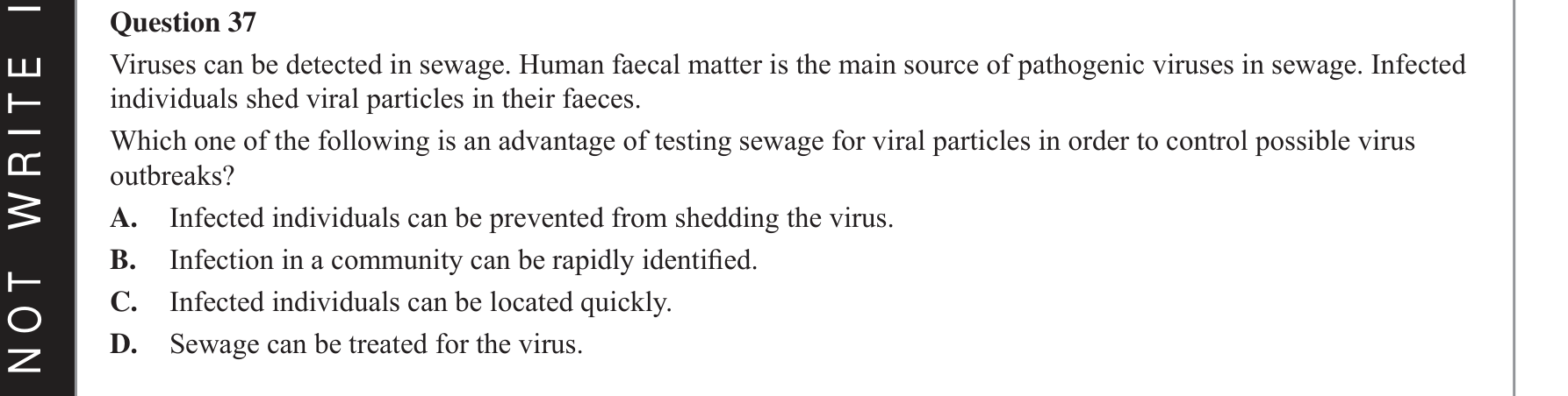 Biology 2021 Exam Question 37 — Pathogen identification and transmission control