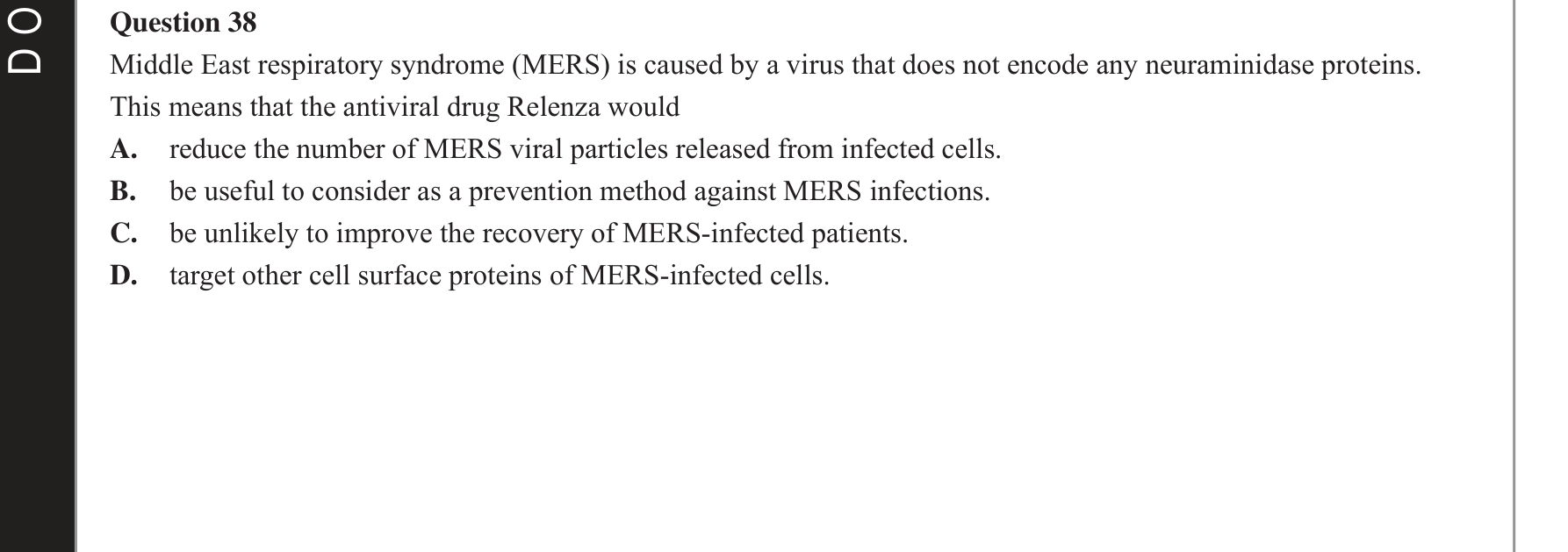 Biology 2021 Exam Question 38 — Emerging and re-emerging pathogens, Pathogen identification and transmission control