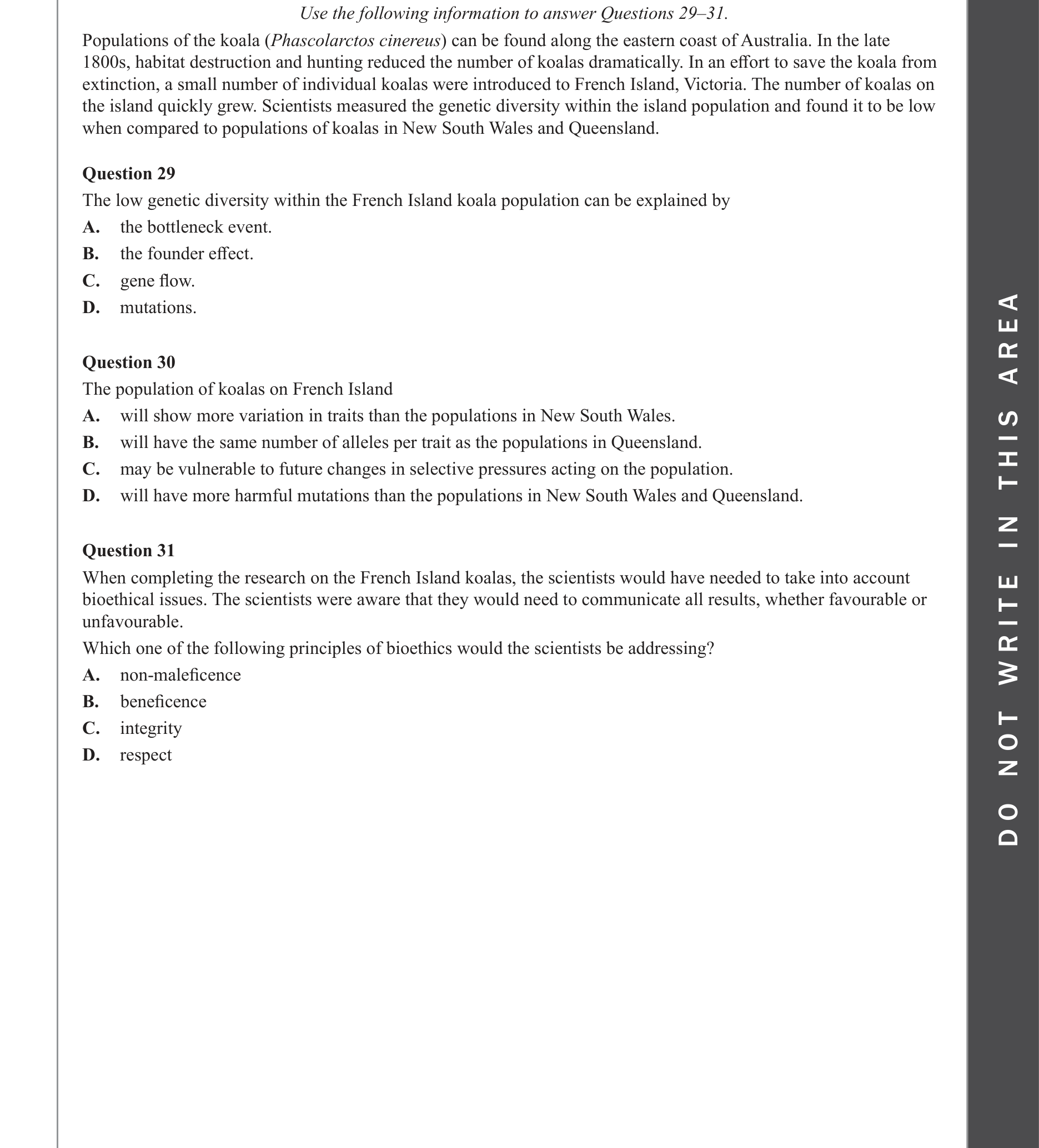 Biology 2022 Exam Question 31 — Ethical guidelines and bioethics concepts