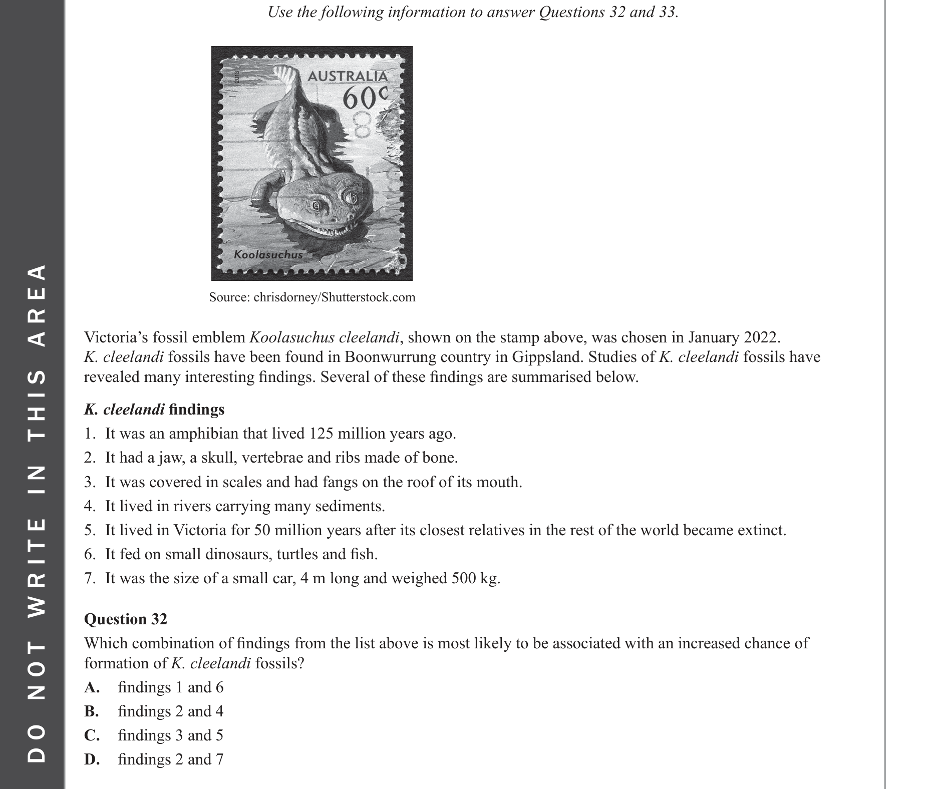 Biology 2022 Exam Question 32 — Fossil record and faunal succession
