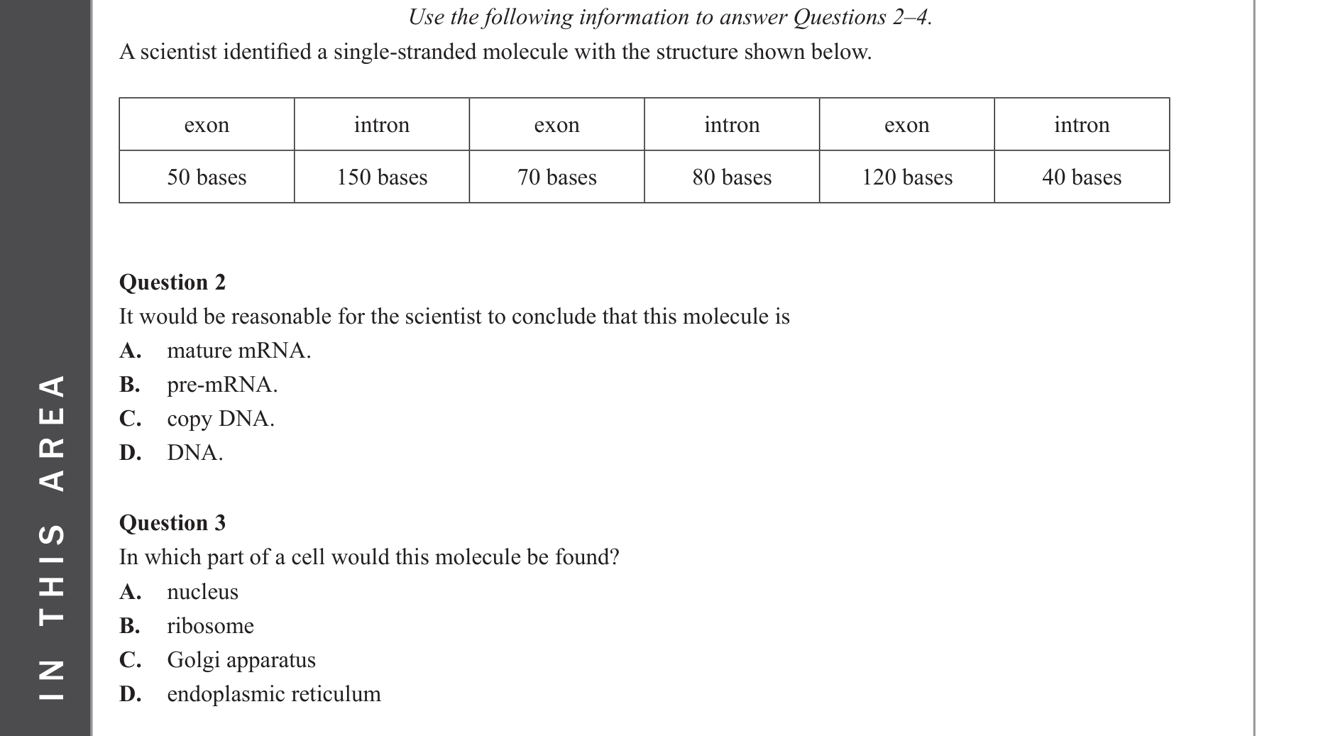 Biology 2022 Exam Question 3 — Transcription and RNA processing, Protein secretory pathway components