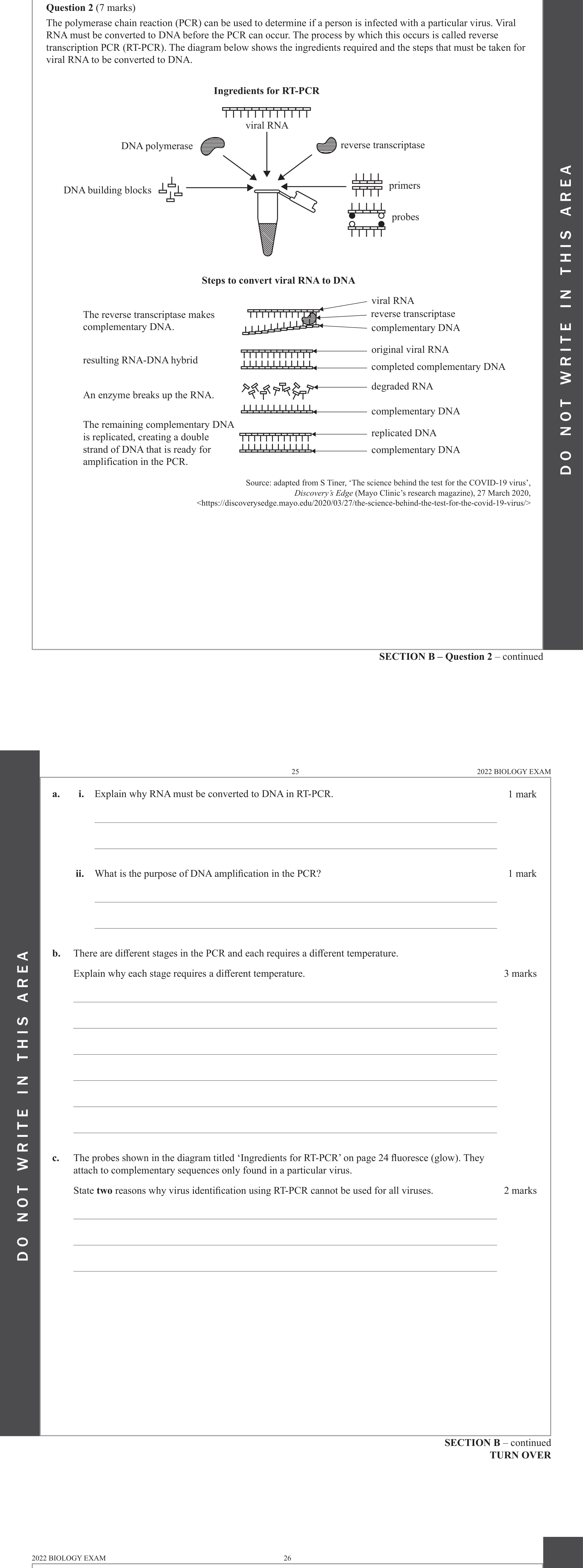 Biology 2022 Exam Question 2(c) — Polymerase chain reaction amplification, Pathogen identification and transmission control