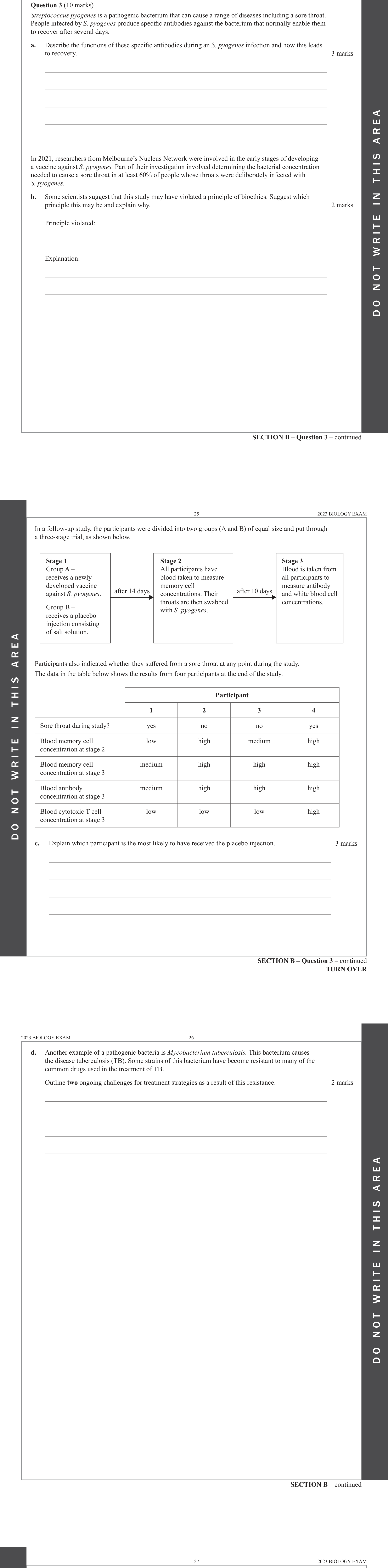 Biology 2023 Exam Question 3(b) — Ethical guidelines and bioethics concepts