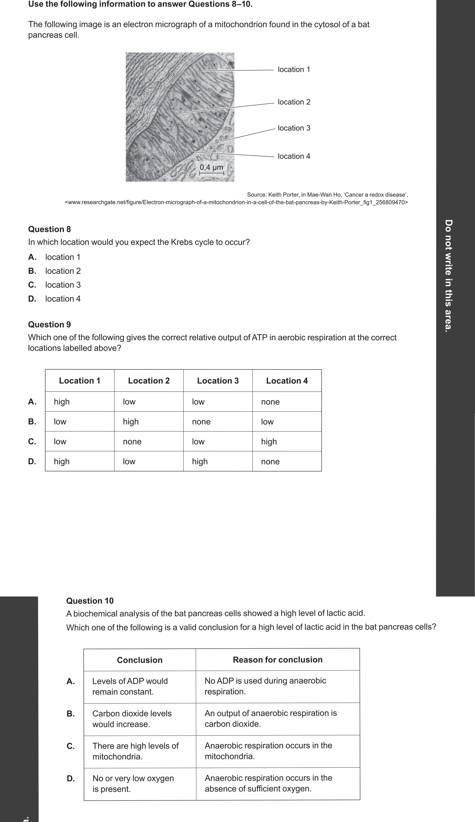 Biology 2024 Exam Question 10 — Anaerobic fermentation in animals