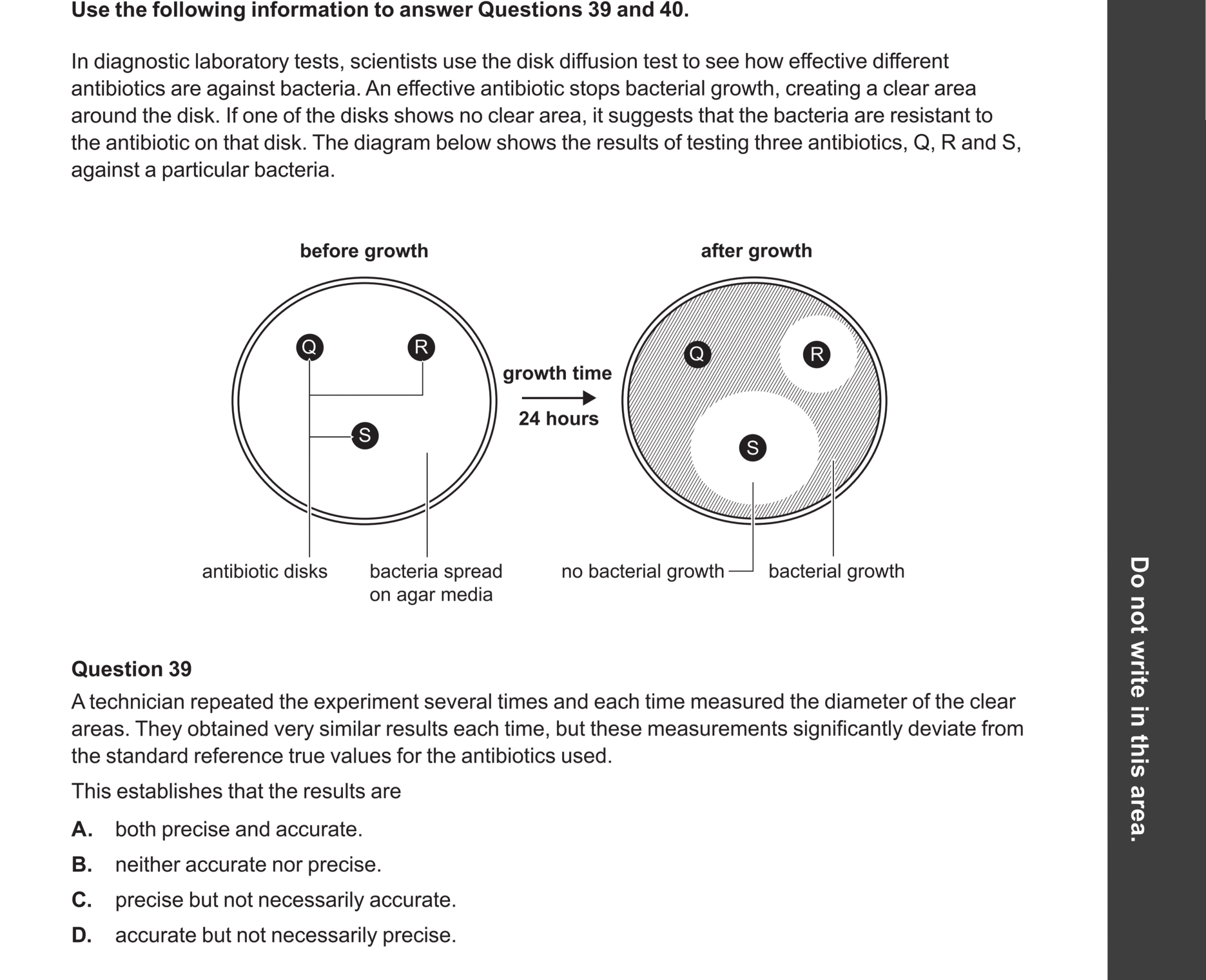 Biology 2024 Exam Question 39 — Accuracy, precision and validity