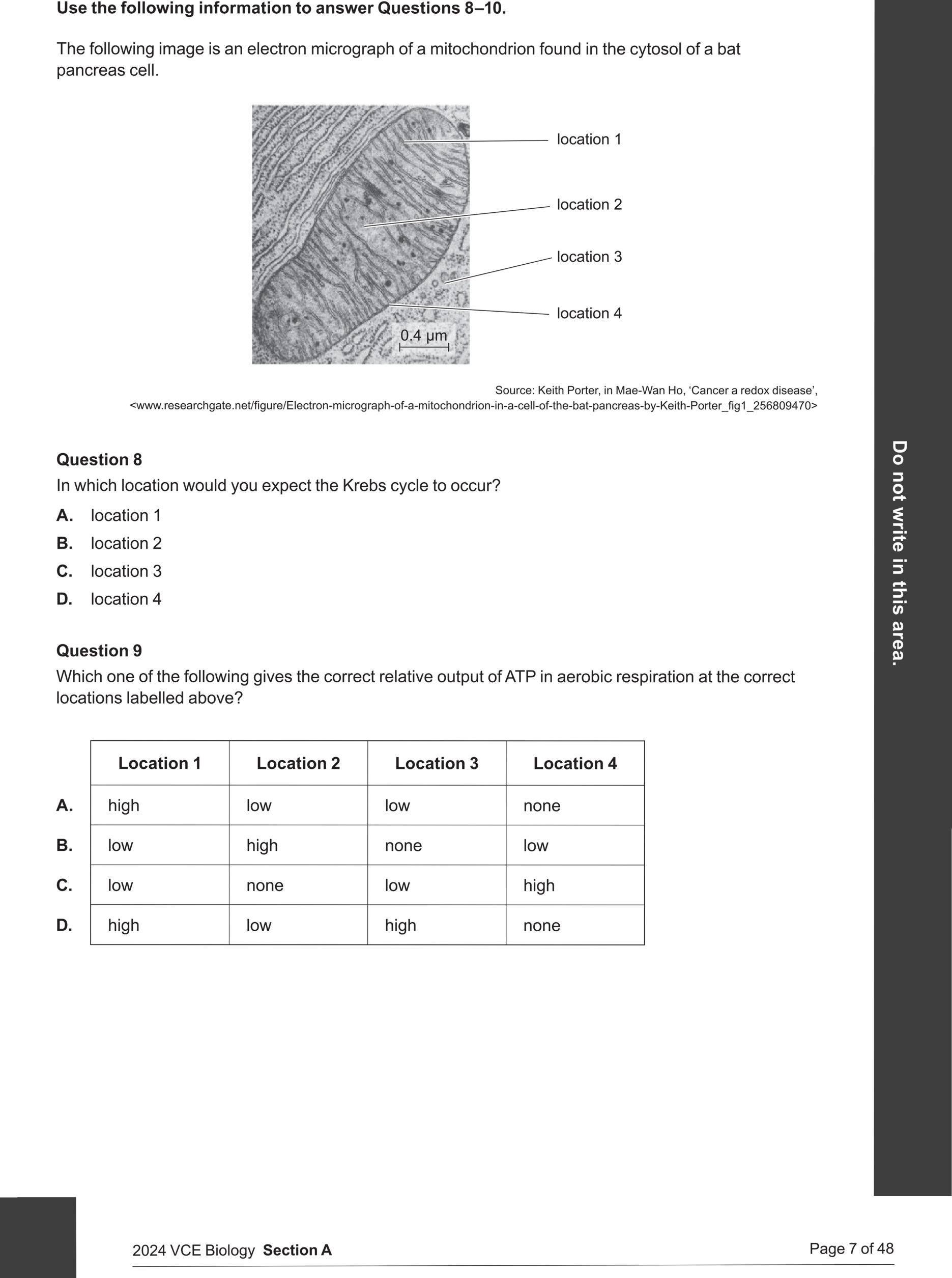 Biology 2024 Exam Question 9 — Electron transport chain and ATP yield, Glycolysis inputs, outputs and location