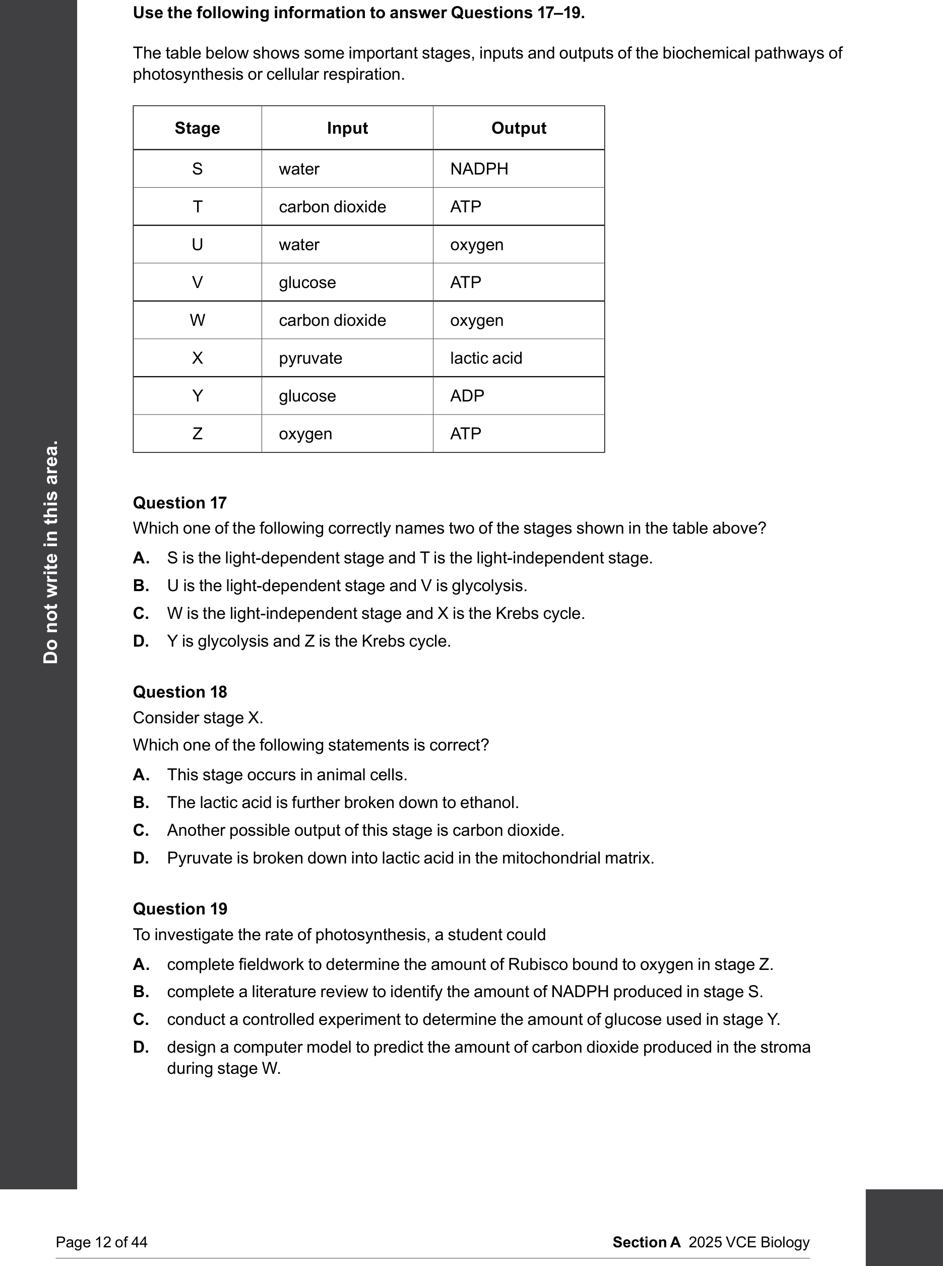 Biology 2025 Exam Question 19 — Factors affecting photosynthesis rate, Experimental design and methodology