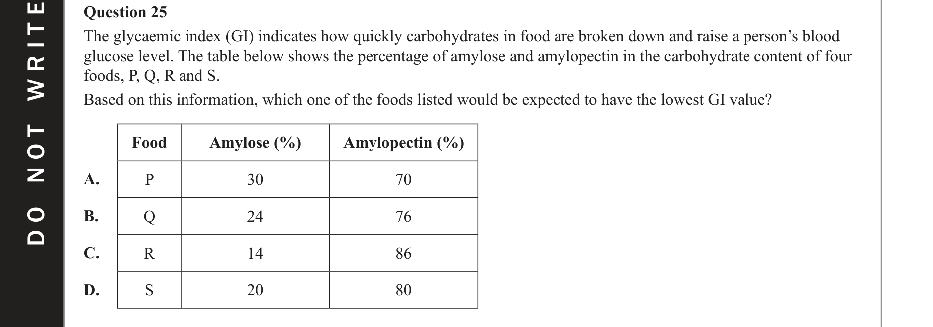 Chemistry 2017 Exam Question 25 — Fuels, Carbohydrates
