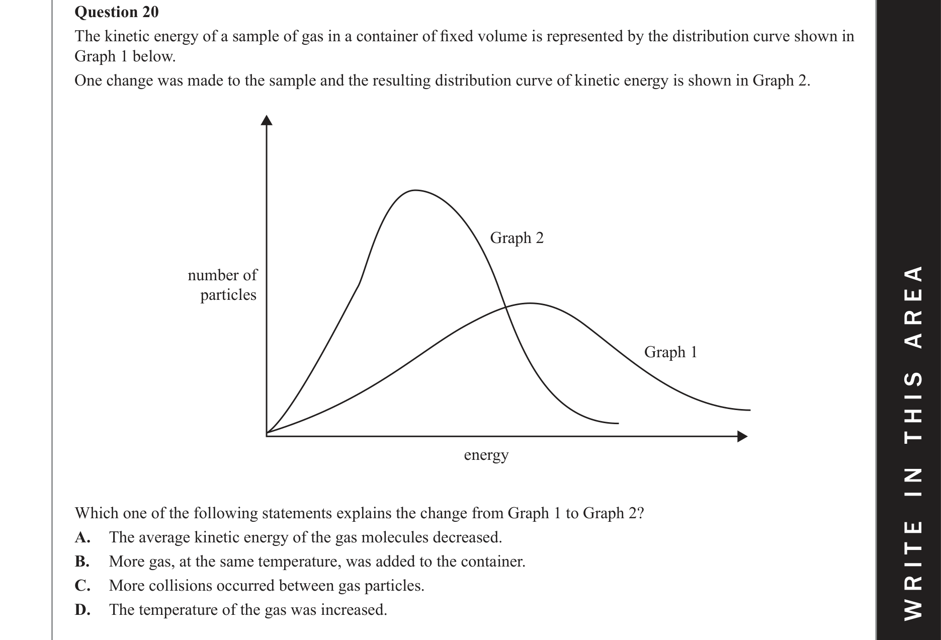 Chemistry 2018 Exam Question 20 — Collision theory, Factors affecting reaction rates