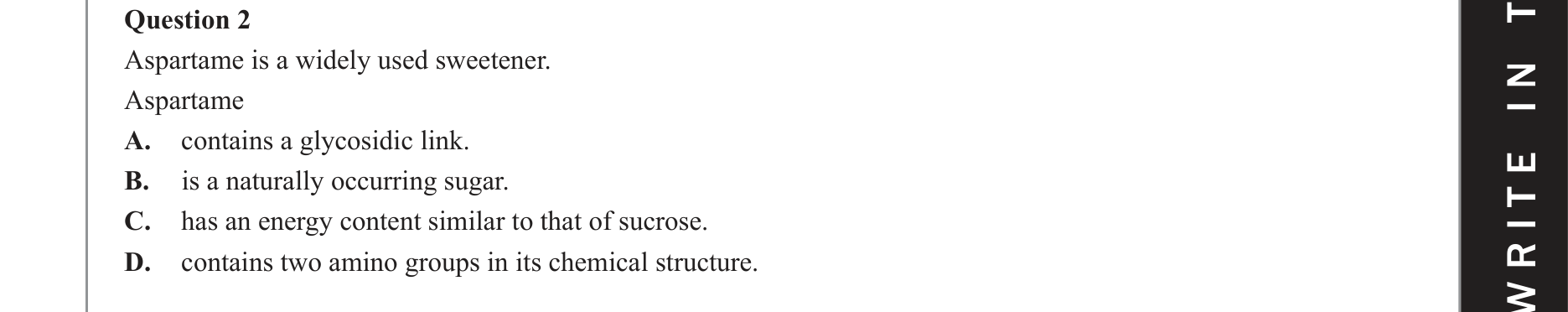 Chemistry 2018 Exam Question 2 — Proteins, Carbohydrates