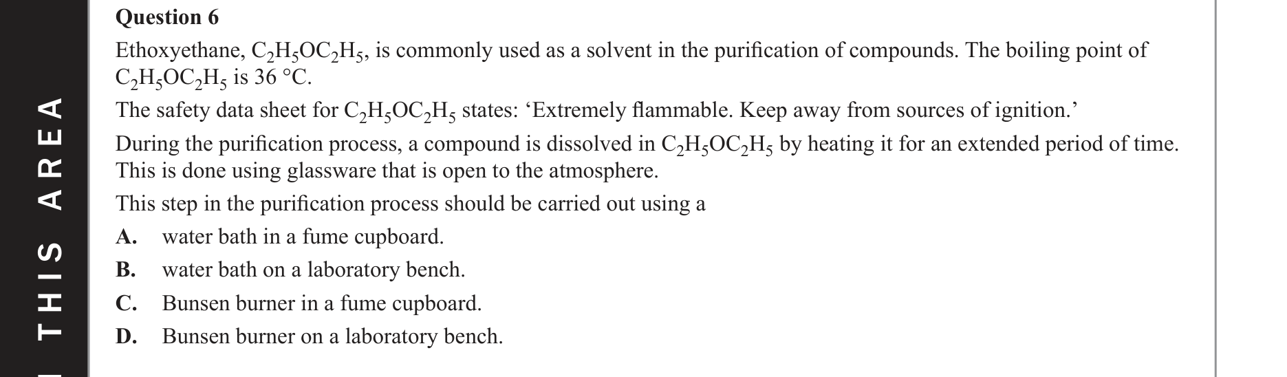 Chemistry 2018 Exam Question 6 — Scientific investigation, Organic compounds
