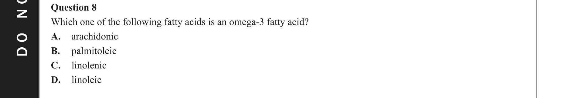 Chemistry 2018 Exam Question 8 — Lipids