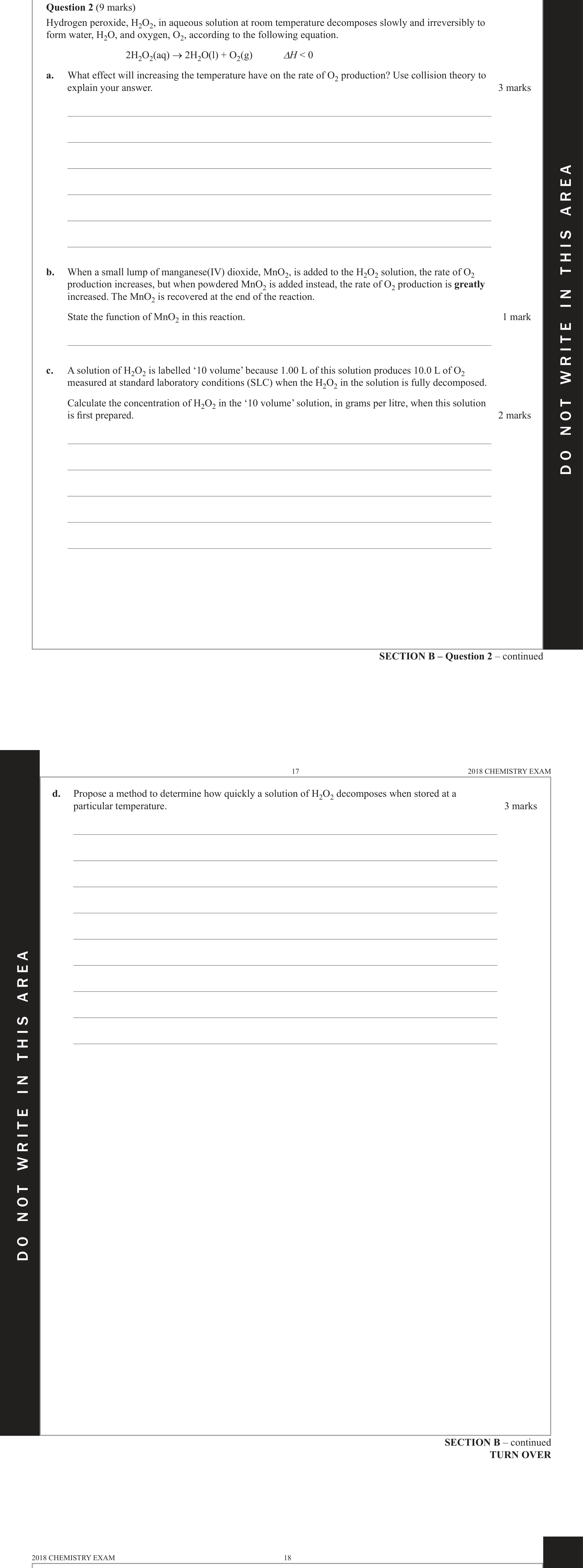 Chemistry 2018 Exam Question 2(a) — Collision theory, Rates of reactions