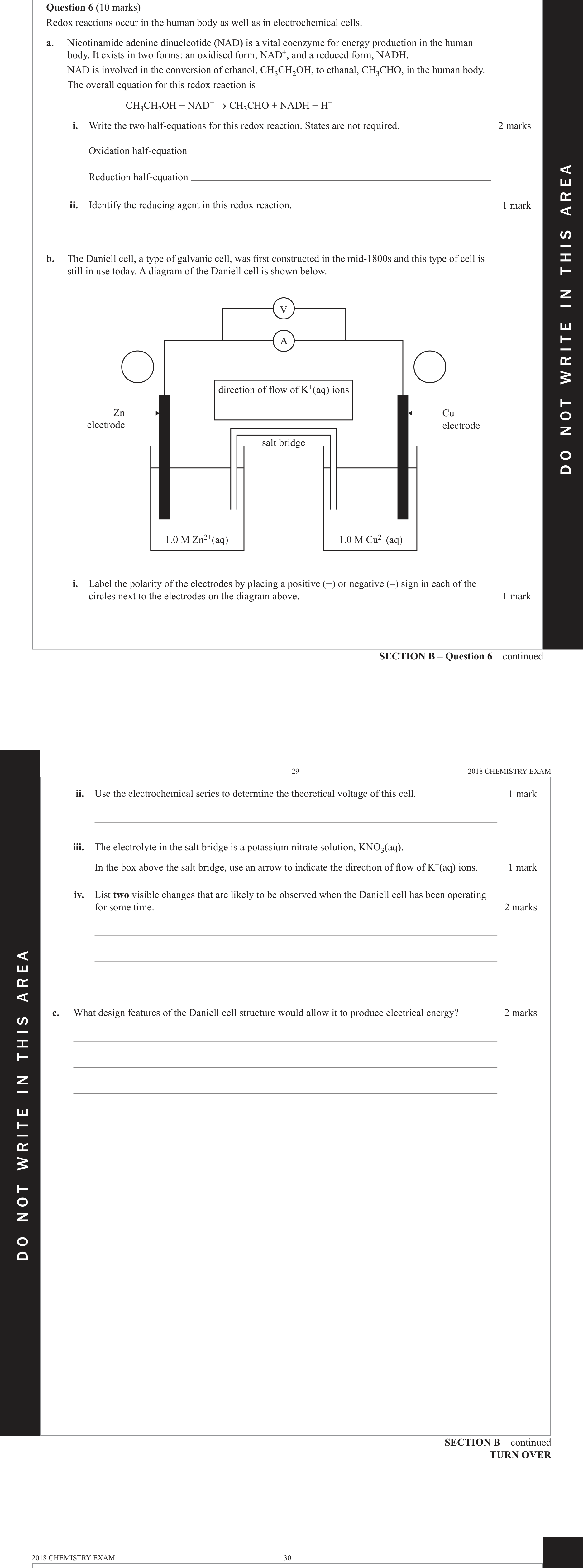 Chemistry 2018 Exam Question 6(b)(iv) — Galvanic cells