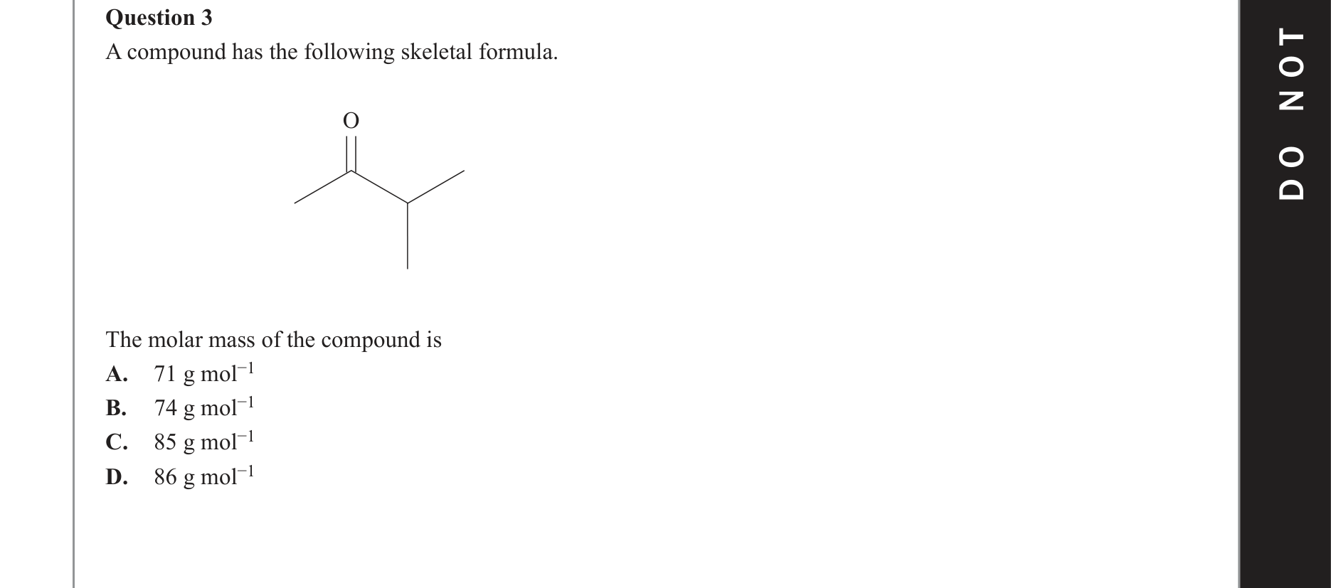 Chemistry 2019 Exam Question 3 — Organic compounds, Functional groups
