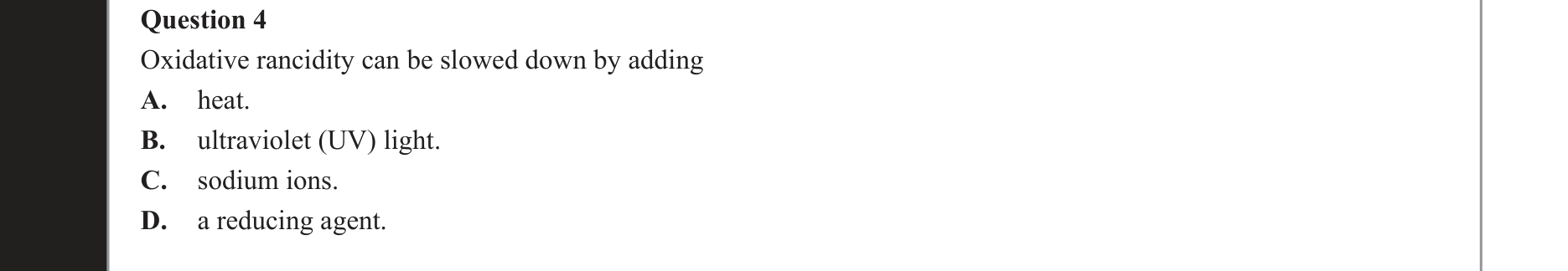 Chemistry 2019 Exam Question 4 — Fuels, Lipids