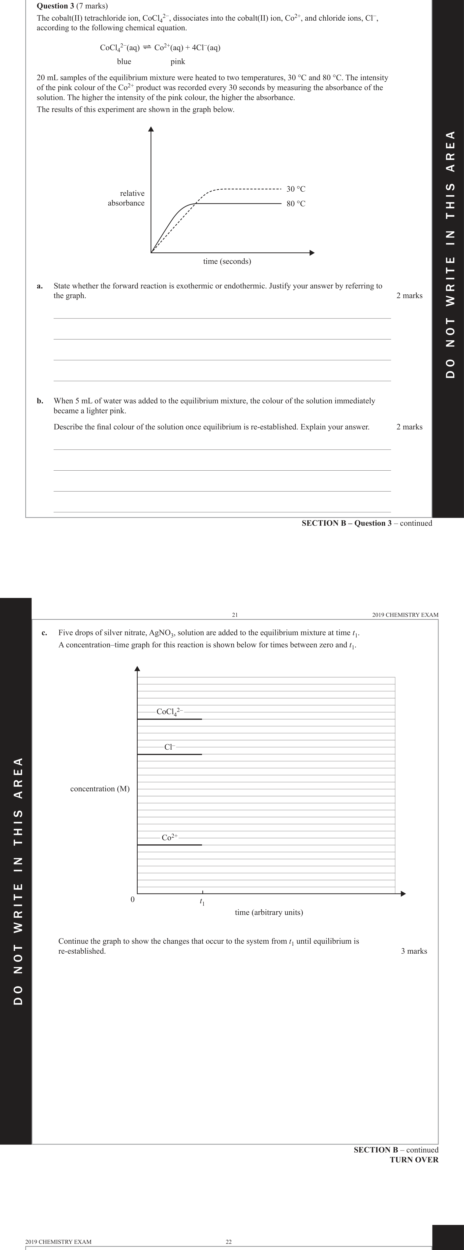 Chemistry 2019 Exam Question 3(c) — Rates of reactions, Equilibrium and Le Chateliers principle