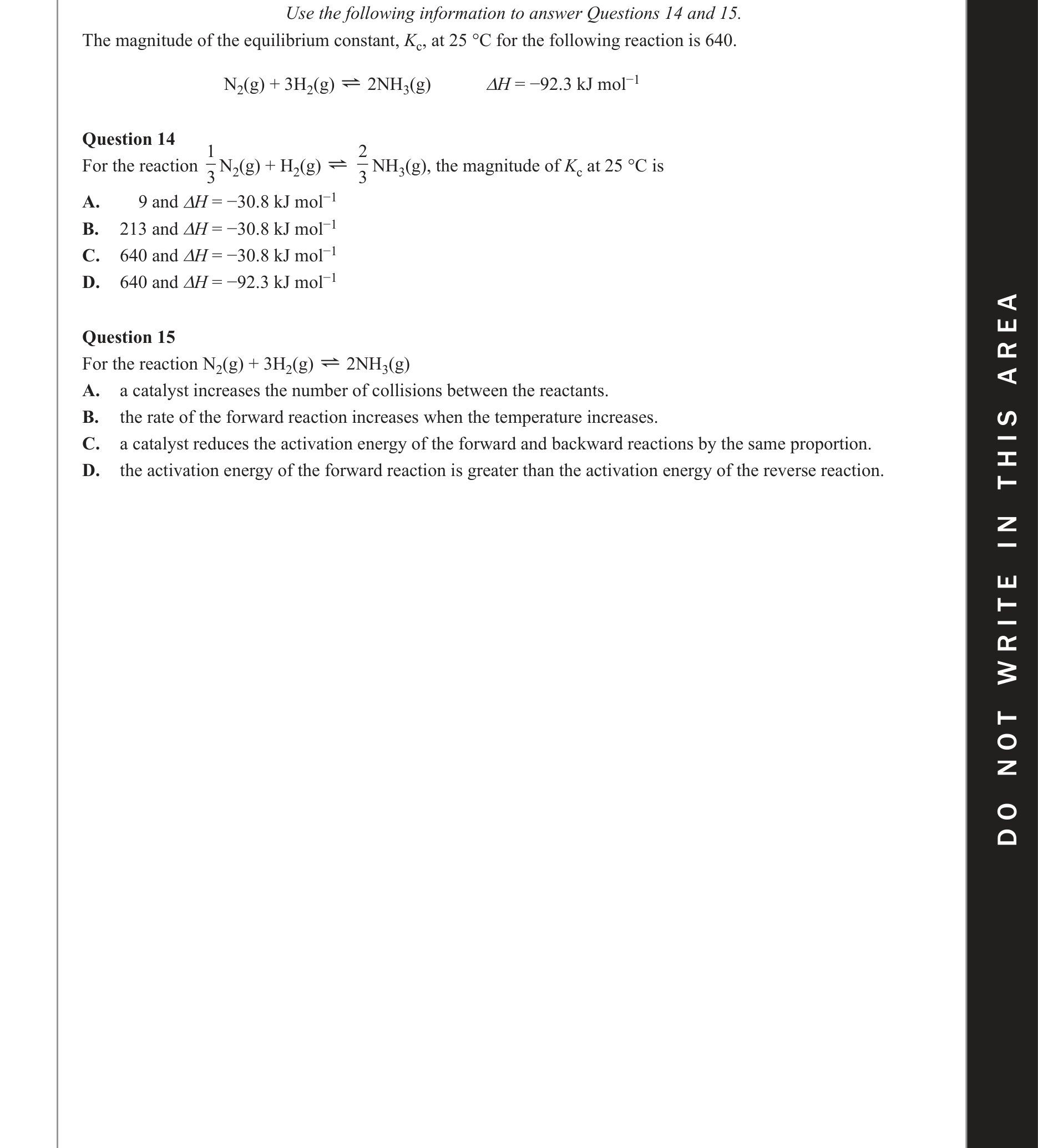 Chemistry 2020 Exam Question 15 — Activation energy, Collision theory
