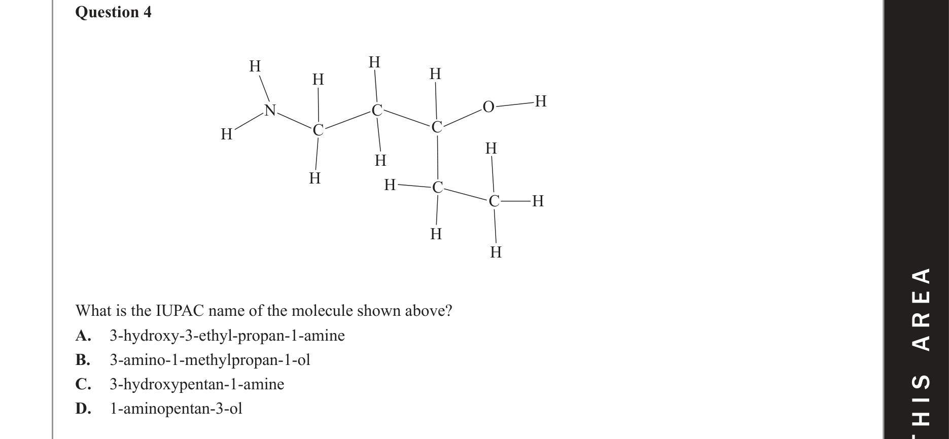 Chemistry 2020 Exam Question 4 — IUPAC naming convention, Functional groups