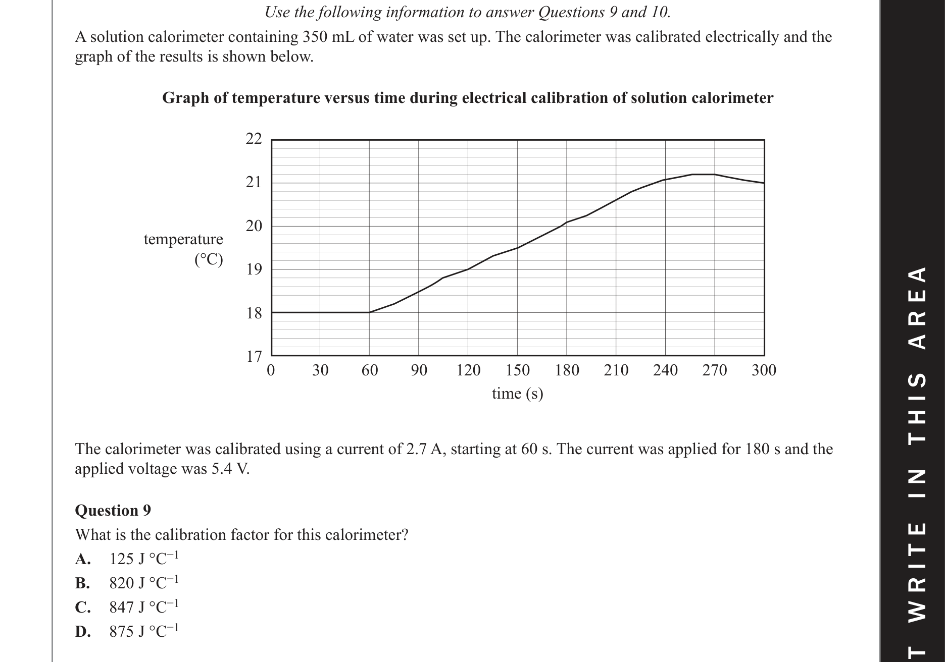 Chemistry 2020 Exam Question 9 — Calibration factor, Calorimetry
