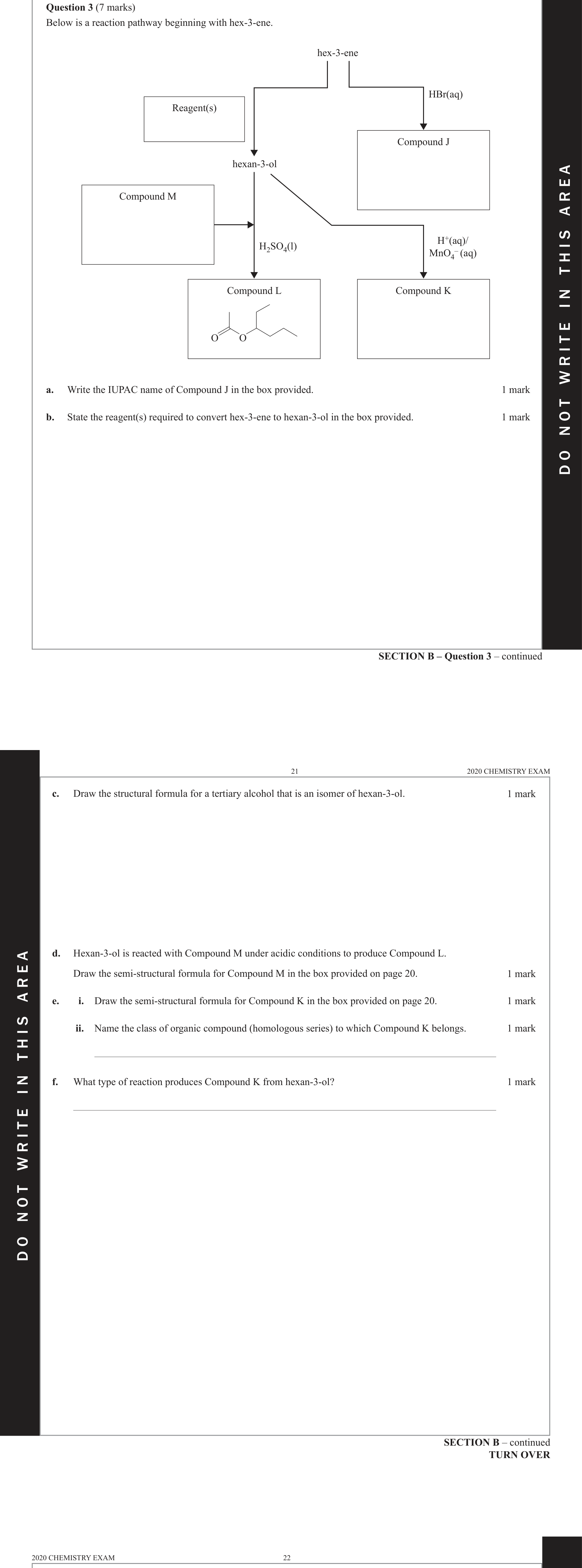 Chemistry 2020 Exam Question 3(e)ii — Functional groups