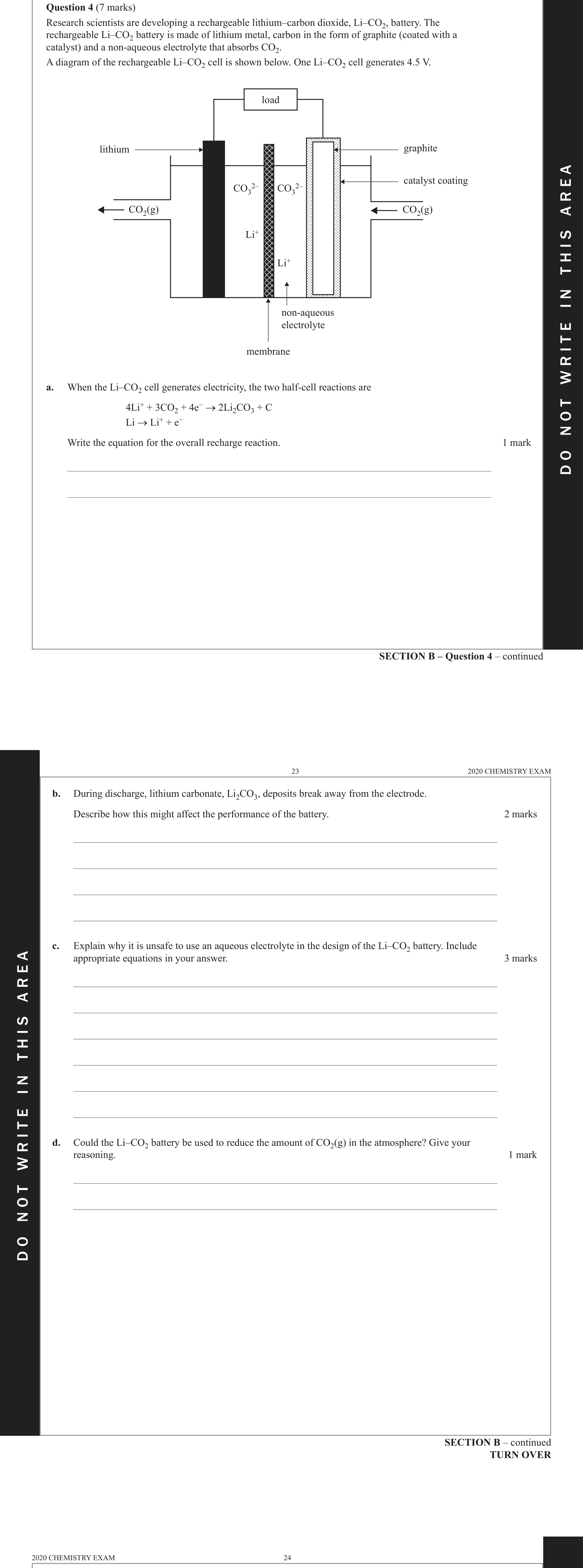 Chemistry 2020 Exam Question 4(b) — Galvanic cells