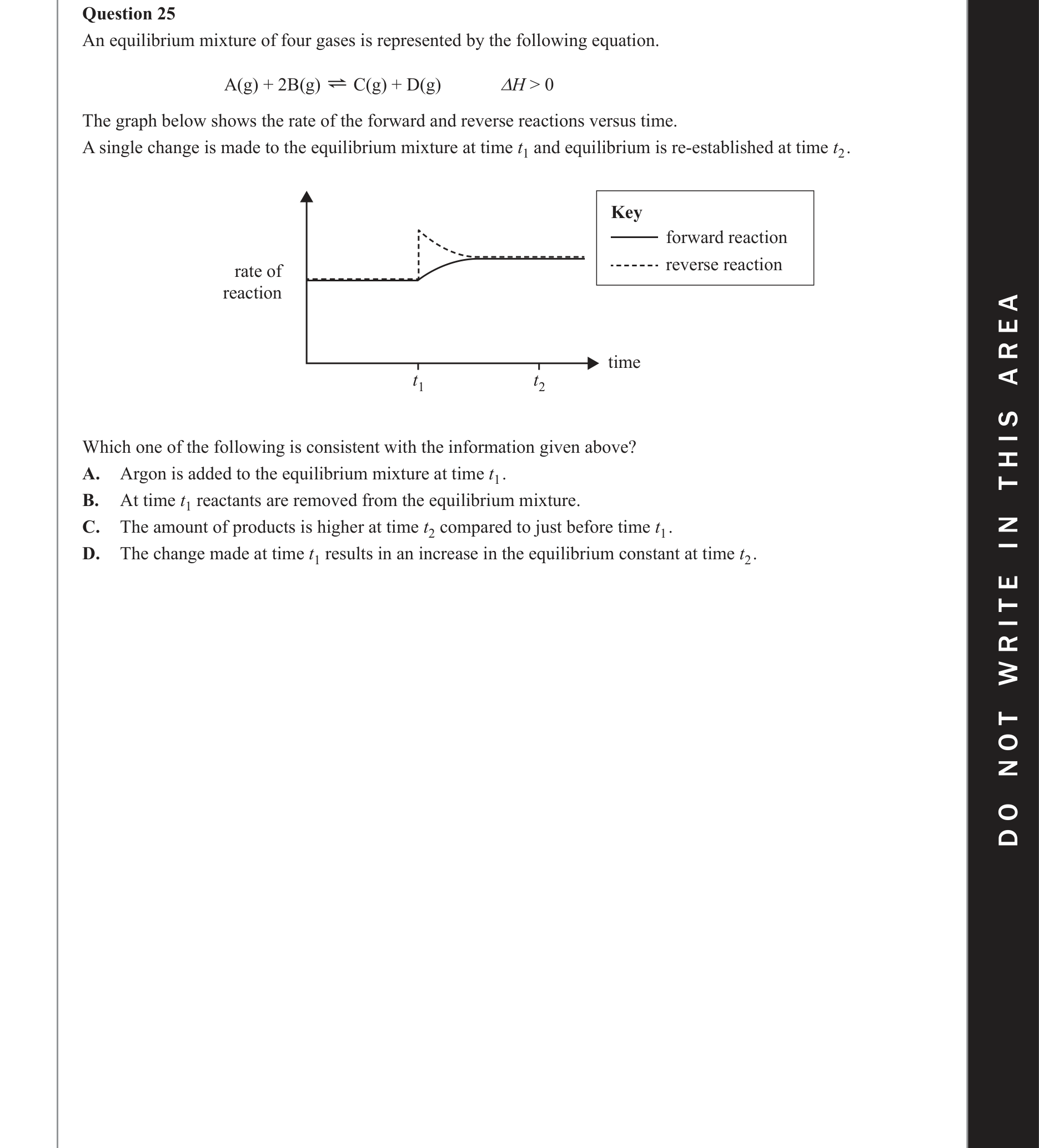 Chemistry 2021 Exam Question 25 — Equilibrium and Le Chateliers principle, Rates of reactions