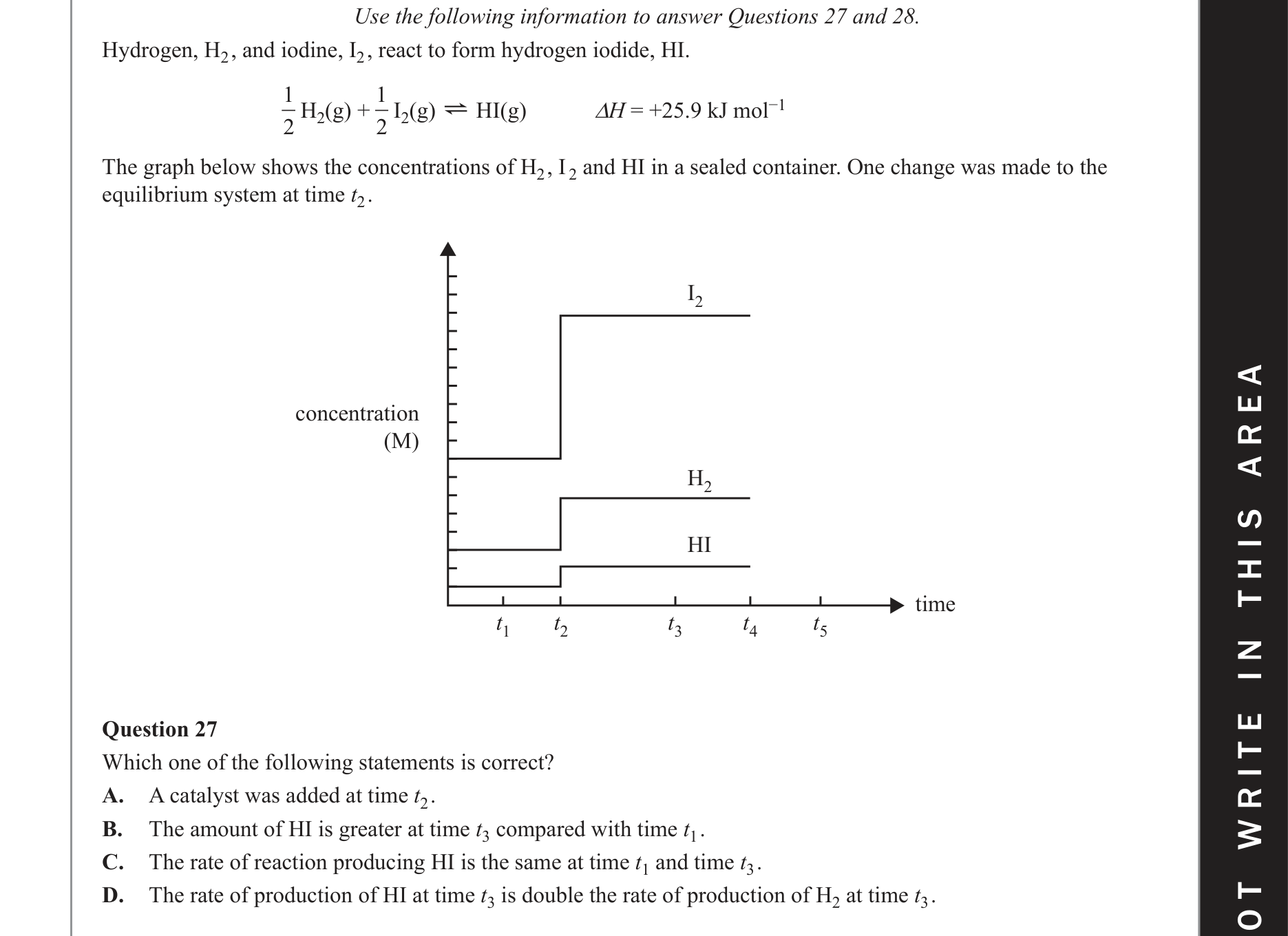 Chemistry 2021 Exam Question 27 — Equilibrium and Le Chateliers principle, Rates of reactions