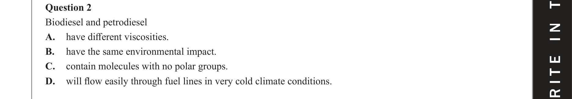 Chemistry 2021 Exam Question 2 — Biofuels, Fuels