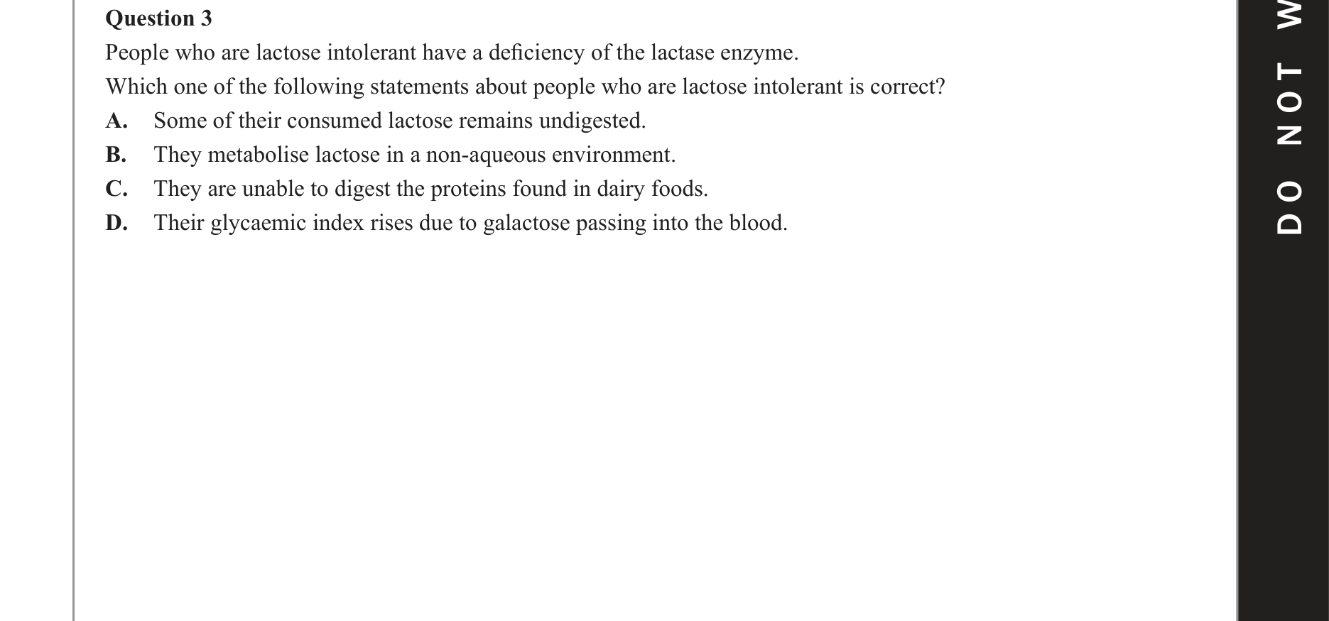Chemistry 2021 Exam Question 3 — Enzymes, Carbohydrates