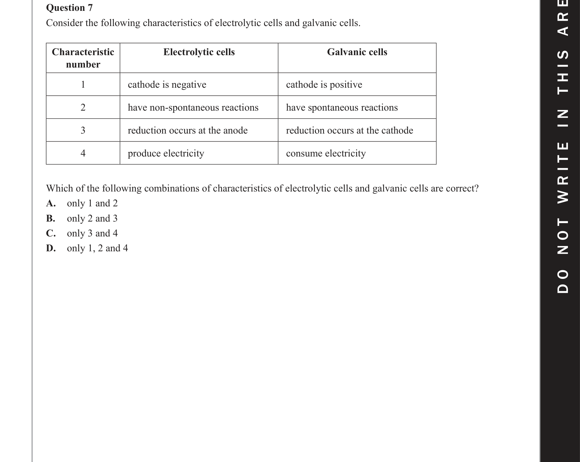 Chemistry 2021 Exam Question 7 — Electrolytic cells, Galvanic cells