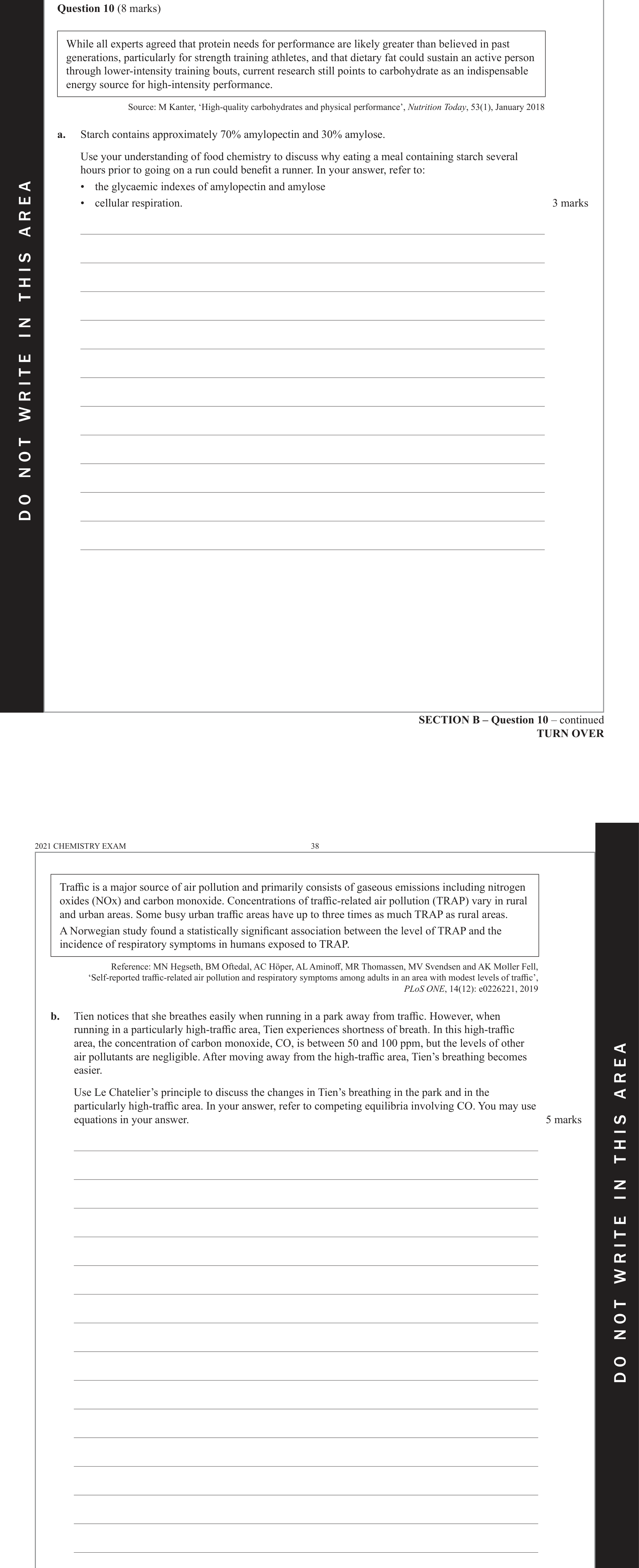 Chemistry 2021 Exam Question 10(b) — Rates of reactions, Equilibrium and Le Chateliers principle