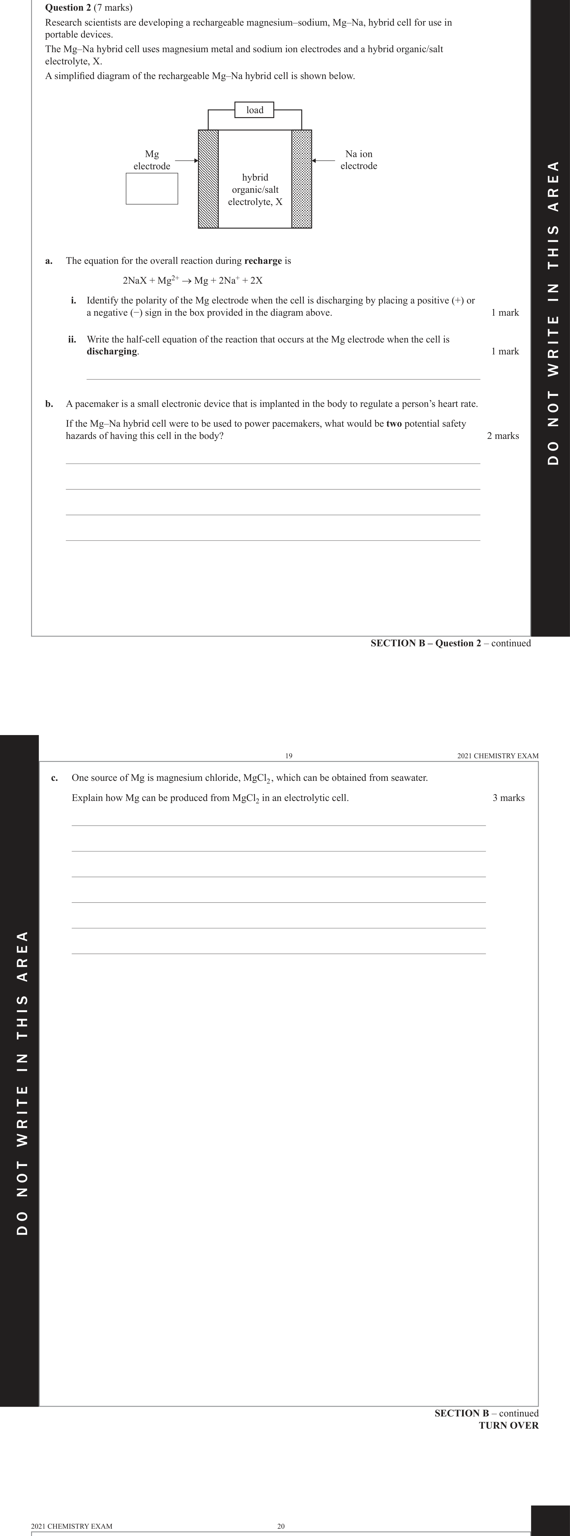 Chemistry 2021 Exam Question 2(b) — Galvanic cells