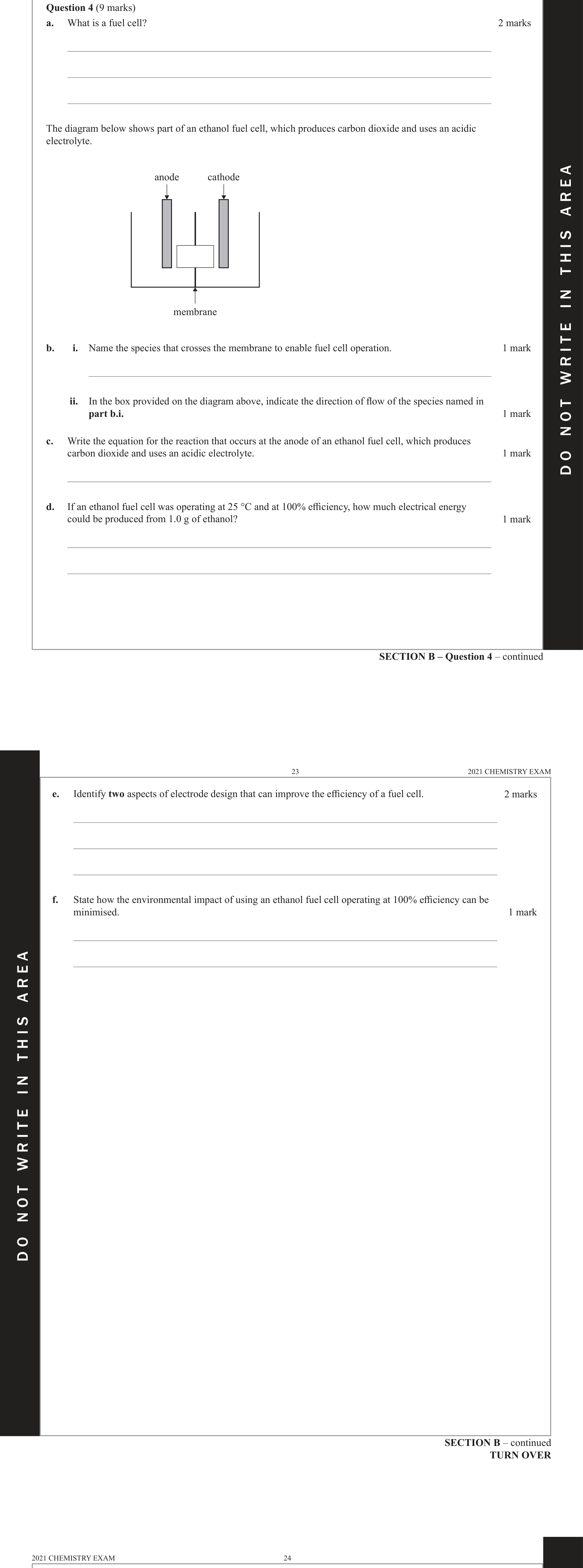 Chemistry 2021 Exam Question 4(a) — Fuel cells