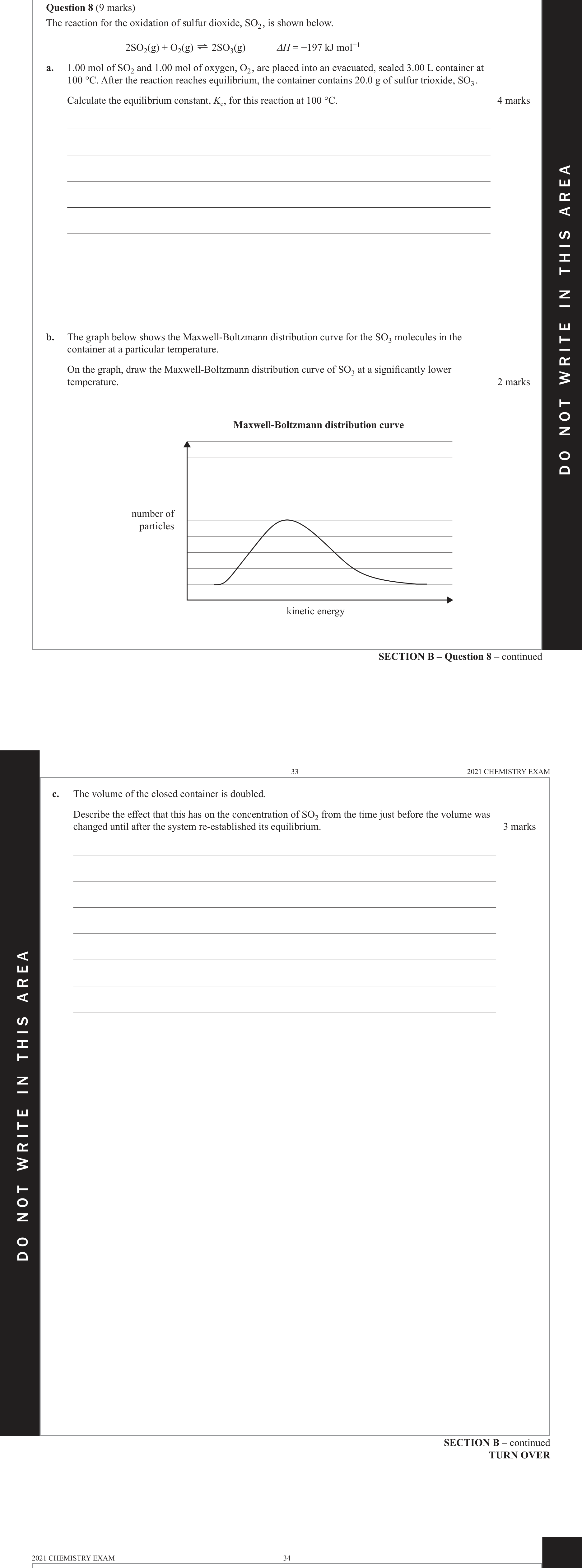 Chemistry 2021 Exam Question 8(a) — Equilibrium constant