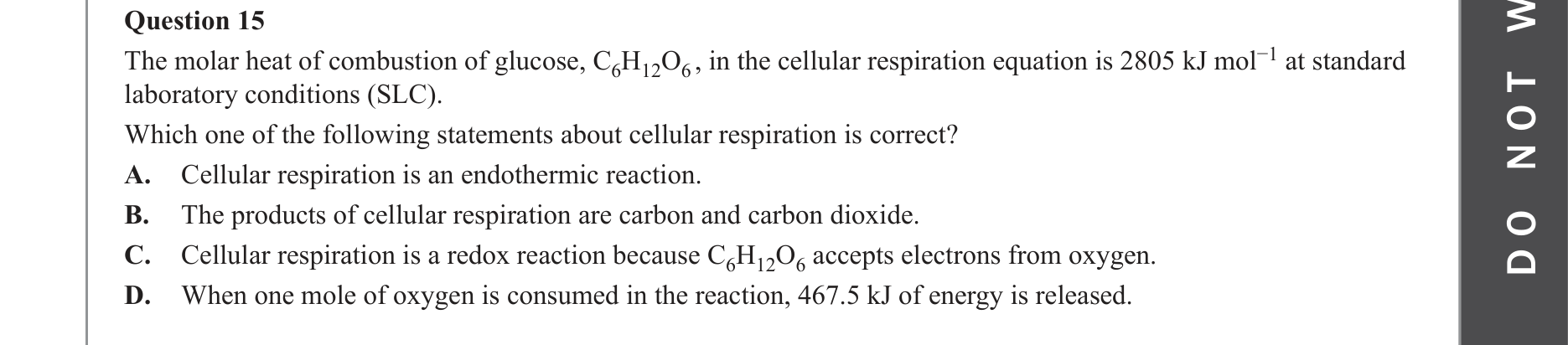 Chemistry 2022 Exam Question 15 — Fuels, Carbohydrates
