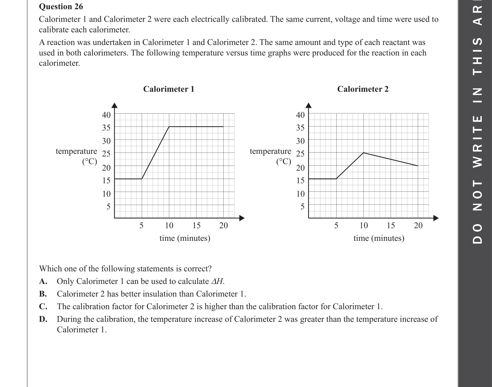 Chemistry 2022 Exam Question 26 — Calorimetry, Calibration factor