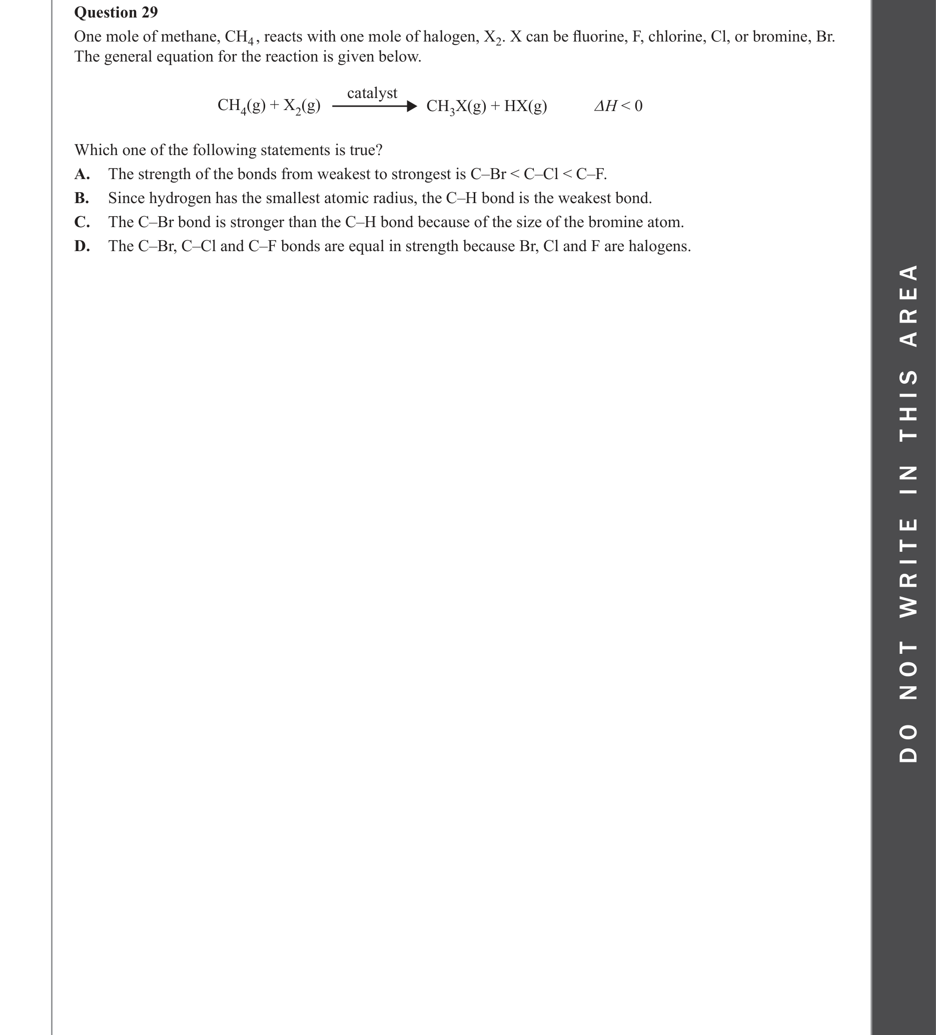 Chemistry 2022 Exam Question 29 — Organic compounds, Reaction pathways