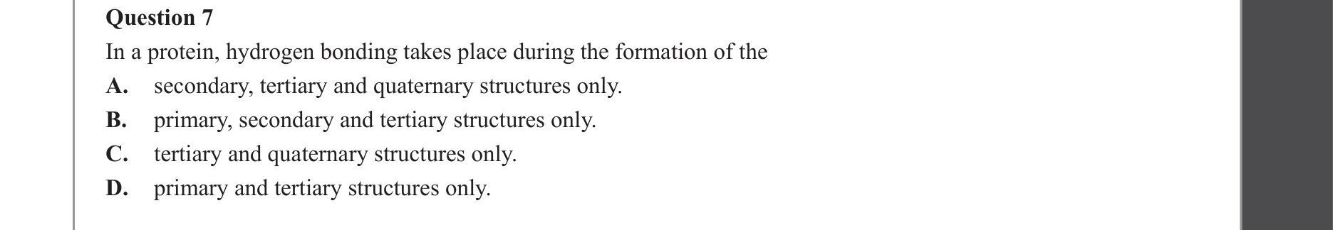 Chemistry 2022 Exam Question 7 — Proteins