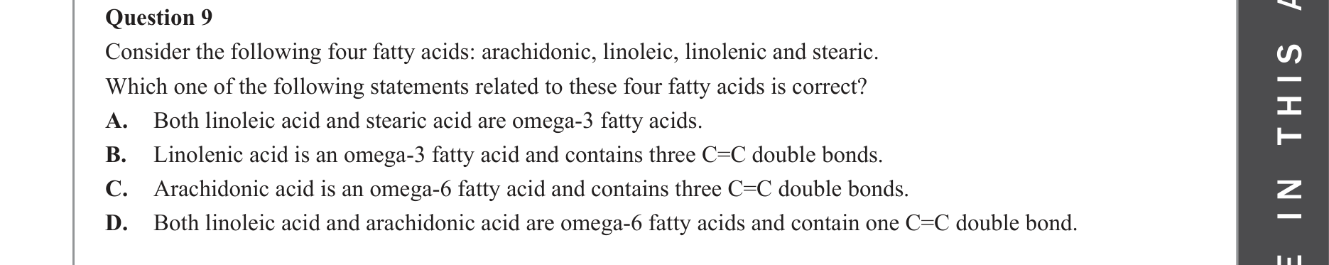 Chemistry 2022 Exam Question 9 — Fuels, Lipids